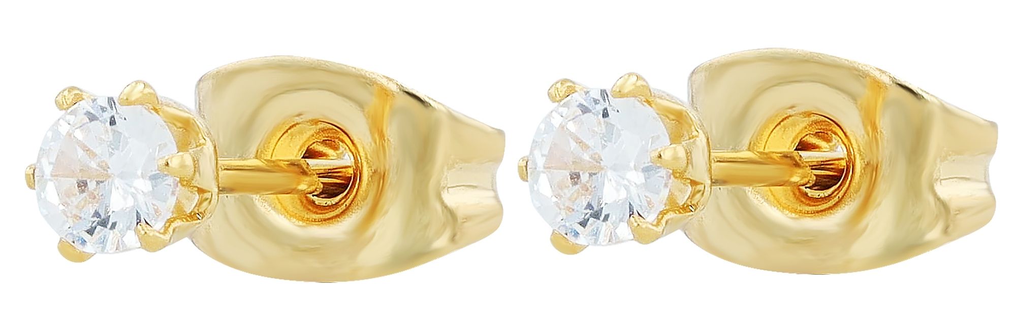 "Joss" Edelstahl Ohrstecker Ø 3 mm, Zirkonia, goldfarben