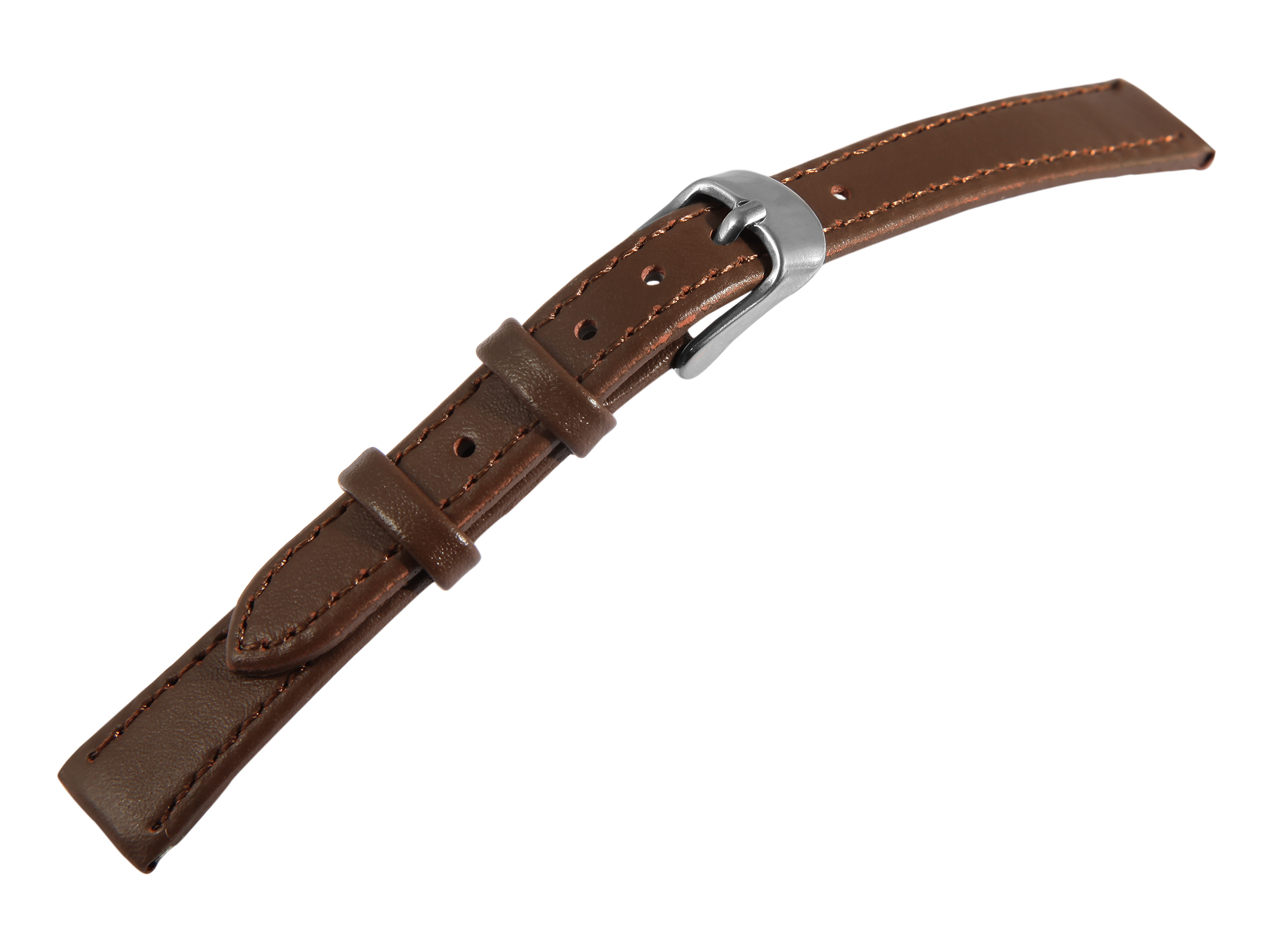 Echtleder-Uhrenarmband, braun/ silberfarben, 10 mm