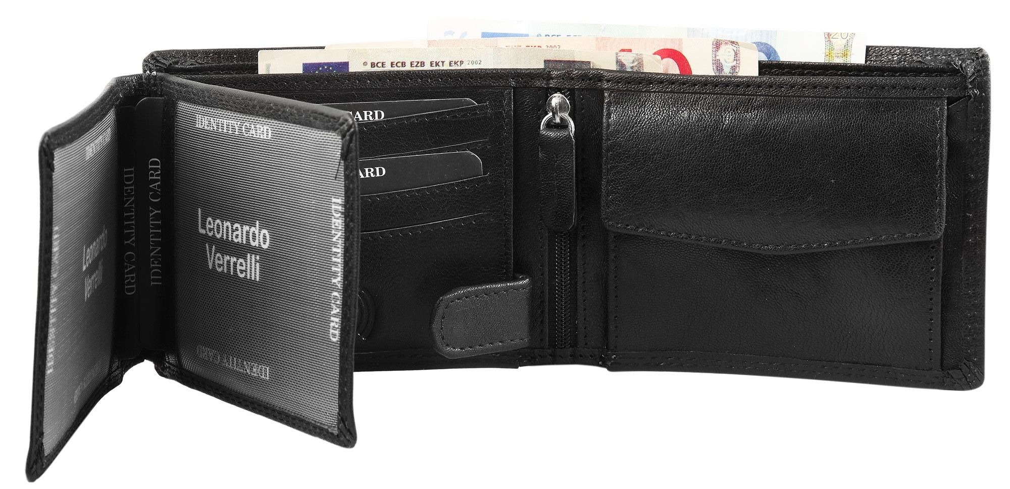 Leonardo Verrelli Geldbörse, Echtleder, RFID-Schutz, schwarz