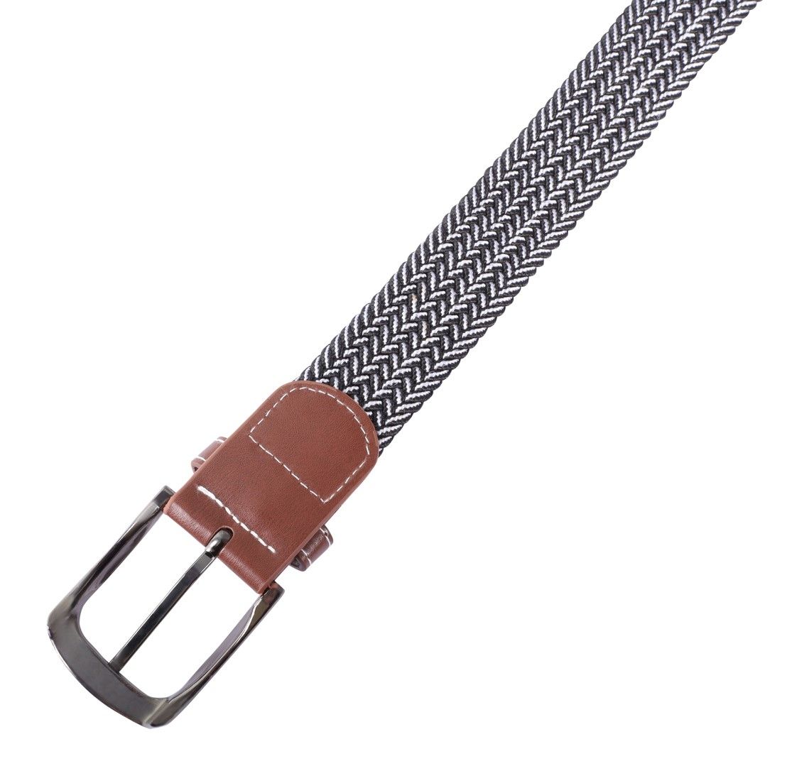 Textilgürtel mit Flechtmuster (schwarz/ weiß) in Gr 110 cm (M)