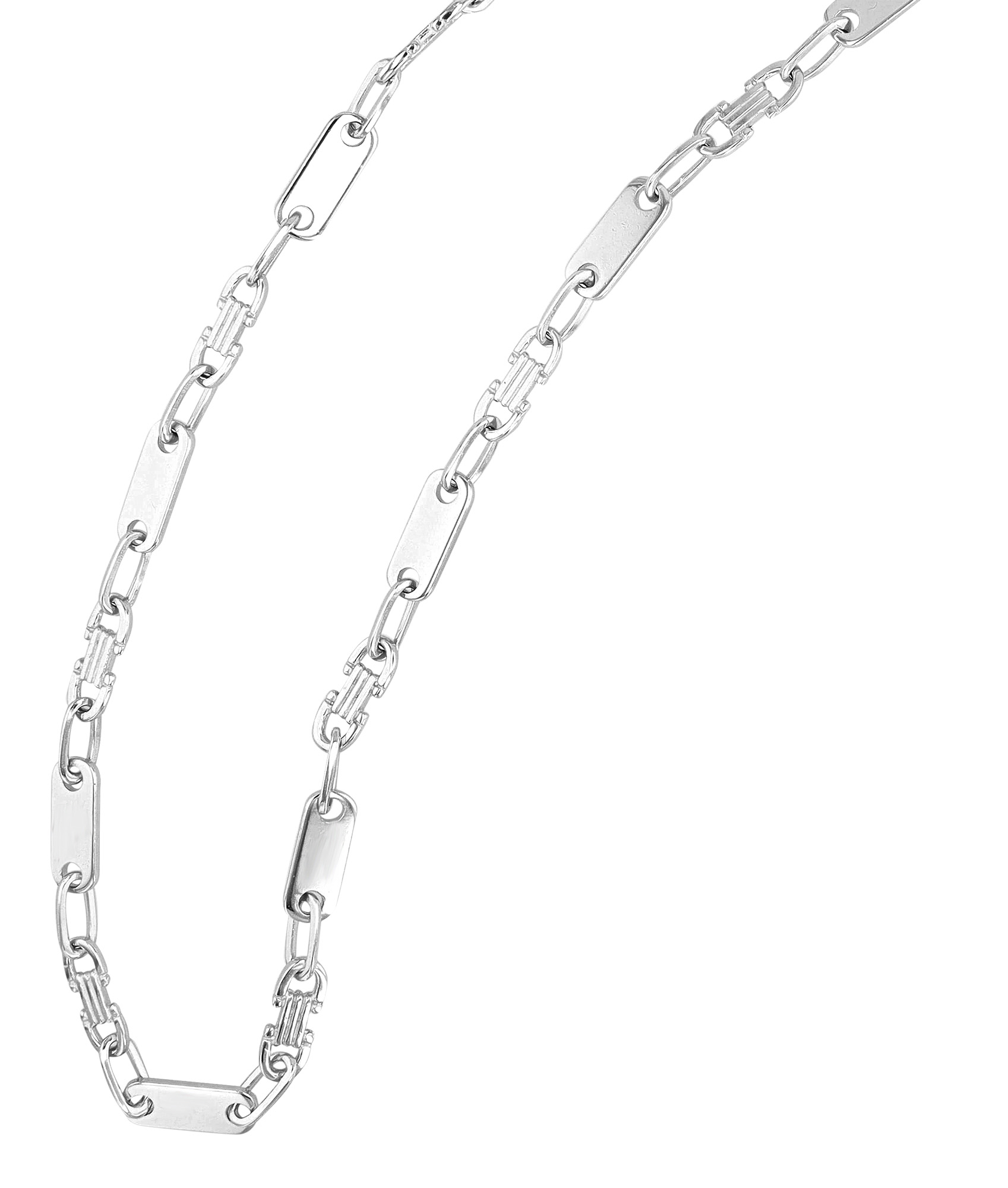 "Lumi" 925/- Echt Silber  Plattenkette, rhodiniert, 60 cm/ 6 mm