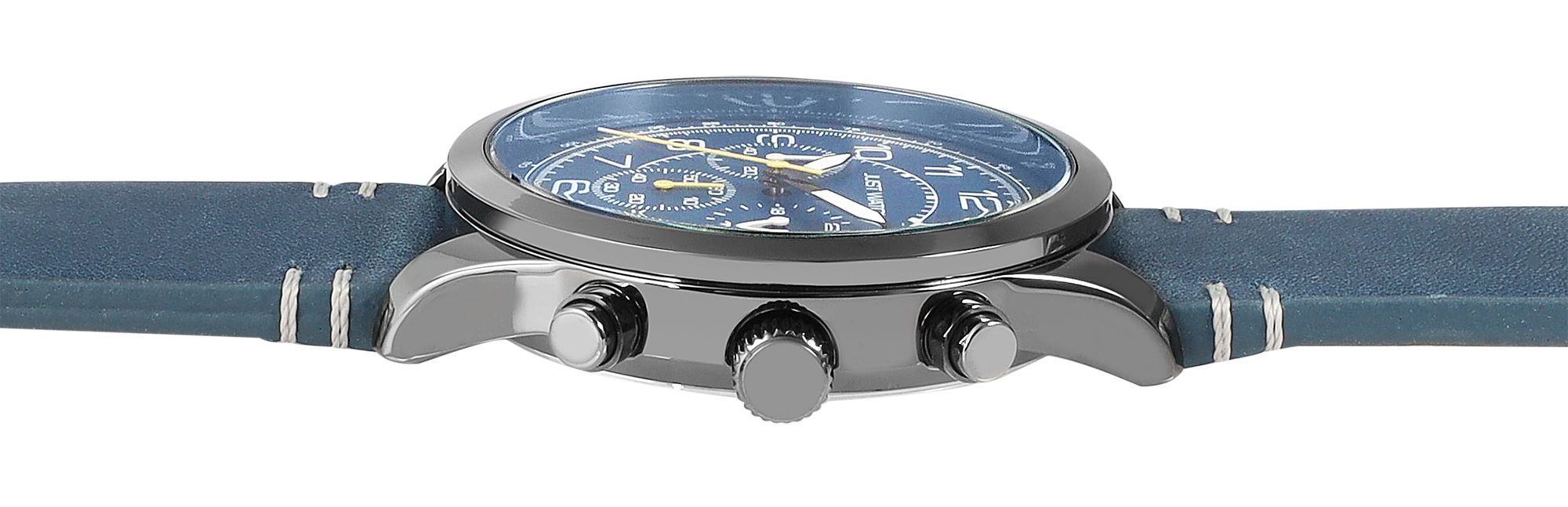 Just Watch Herrenchronograph, Lederarmband, 5 ATM, blau