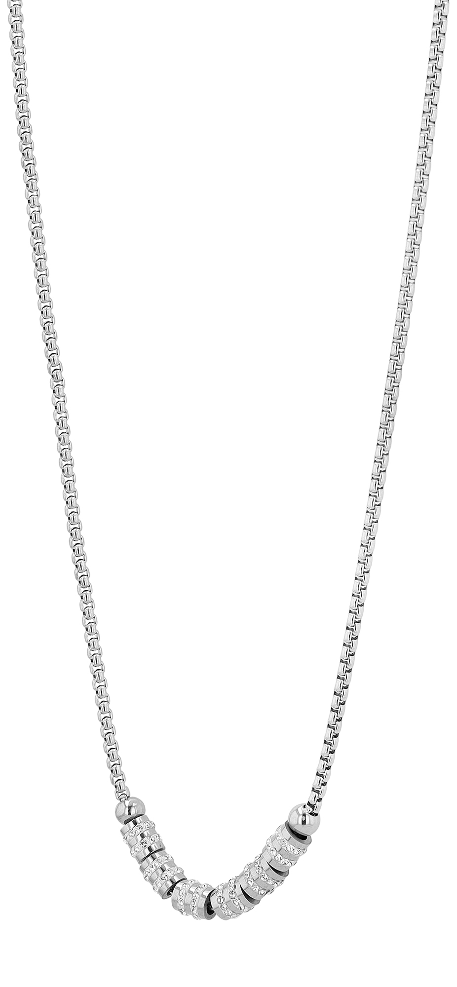 "Lorana", Akzent Edelstahl Venezianerkette, Edelstahlbeads, Simili, silberfarben, 45 + 5 cm