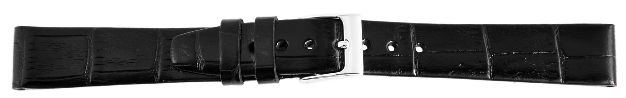 Echtleder-Uhrenarmband, schwarz, Schlangenoptik, 16 mm