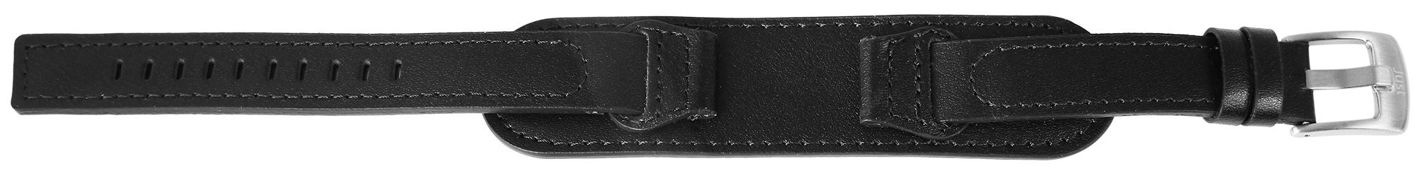 Just Echtleder-Uhrenarmband mit Unterlage, schwarz, 16 mm