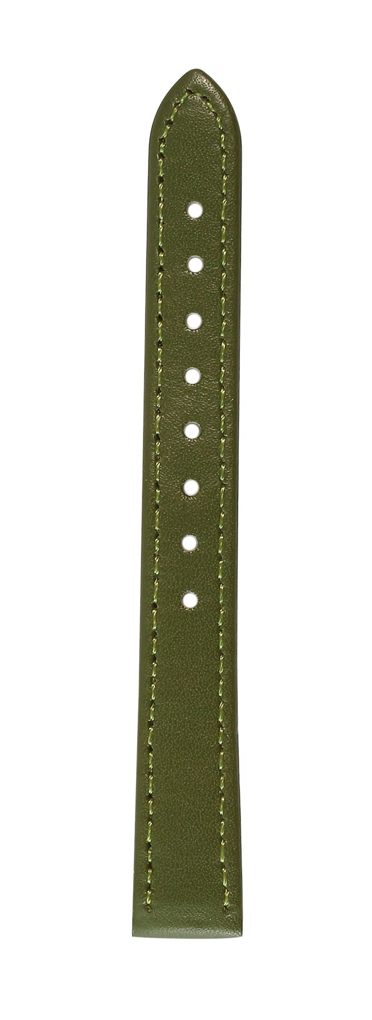 Uhrenarmband aus Echtleder, genäht, dunkelgrün, 16 mm