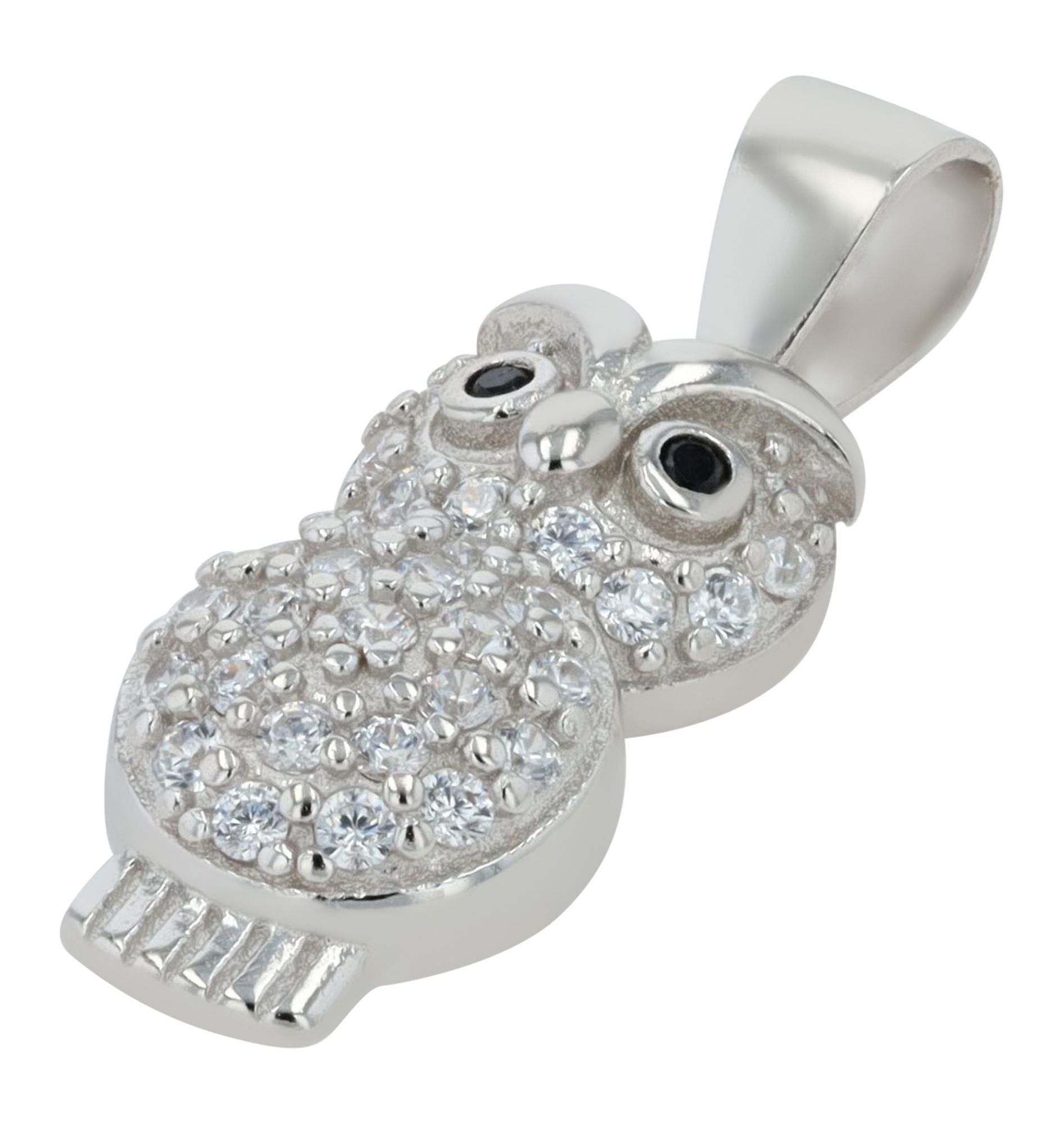 925/- Echt Silber Anhänger "Eurely", Eule, rhodiniert