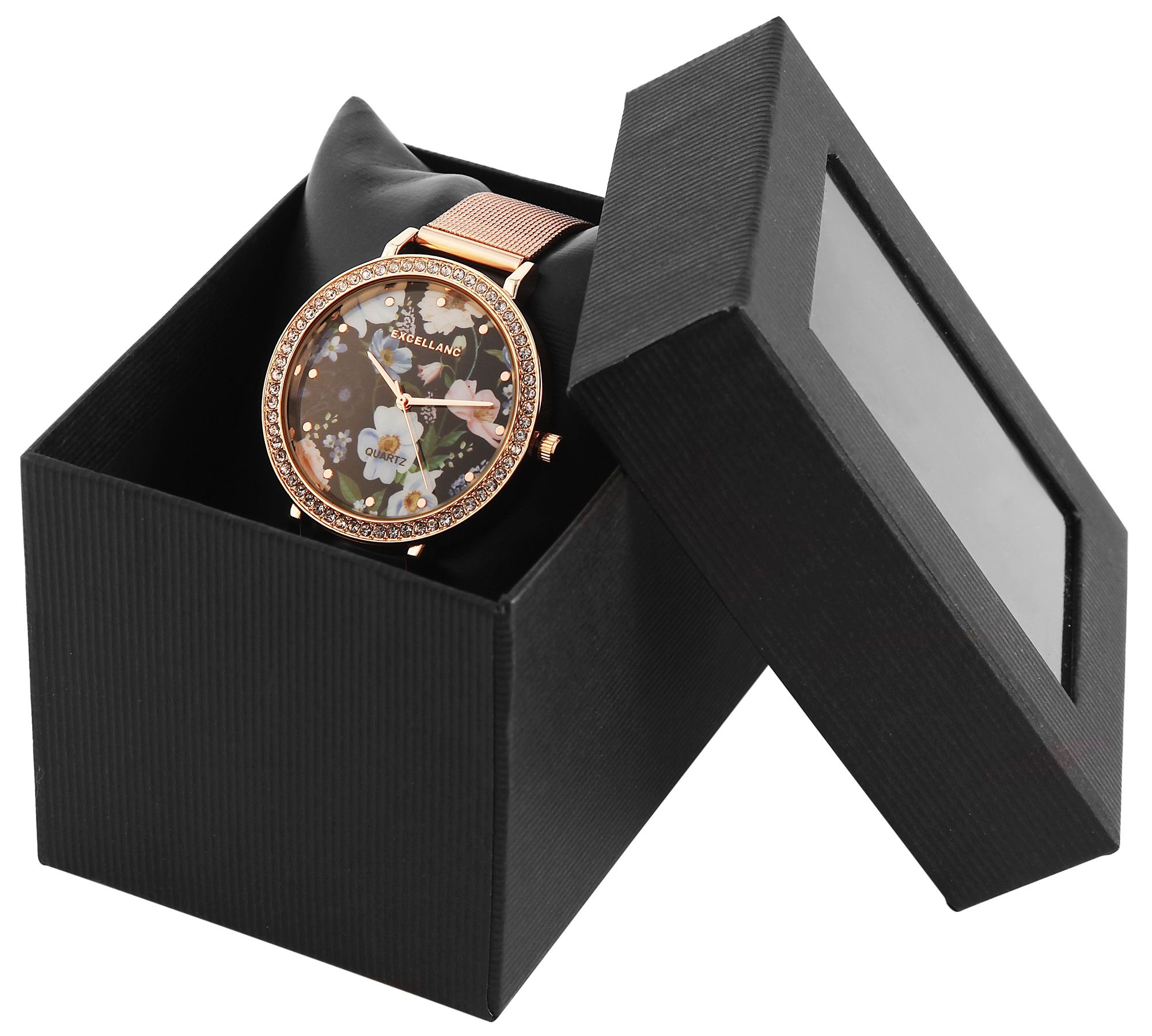 Geschenkverpackung für Uhren & Armbänder (12er-Pack) – mit Sichtfenster & Kissen, schwarz