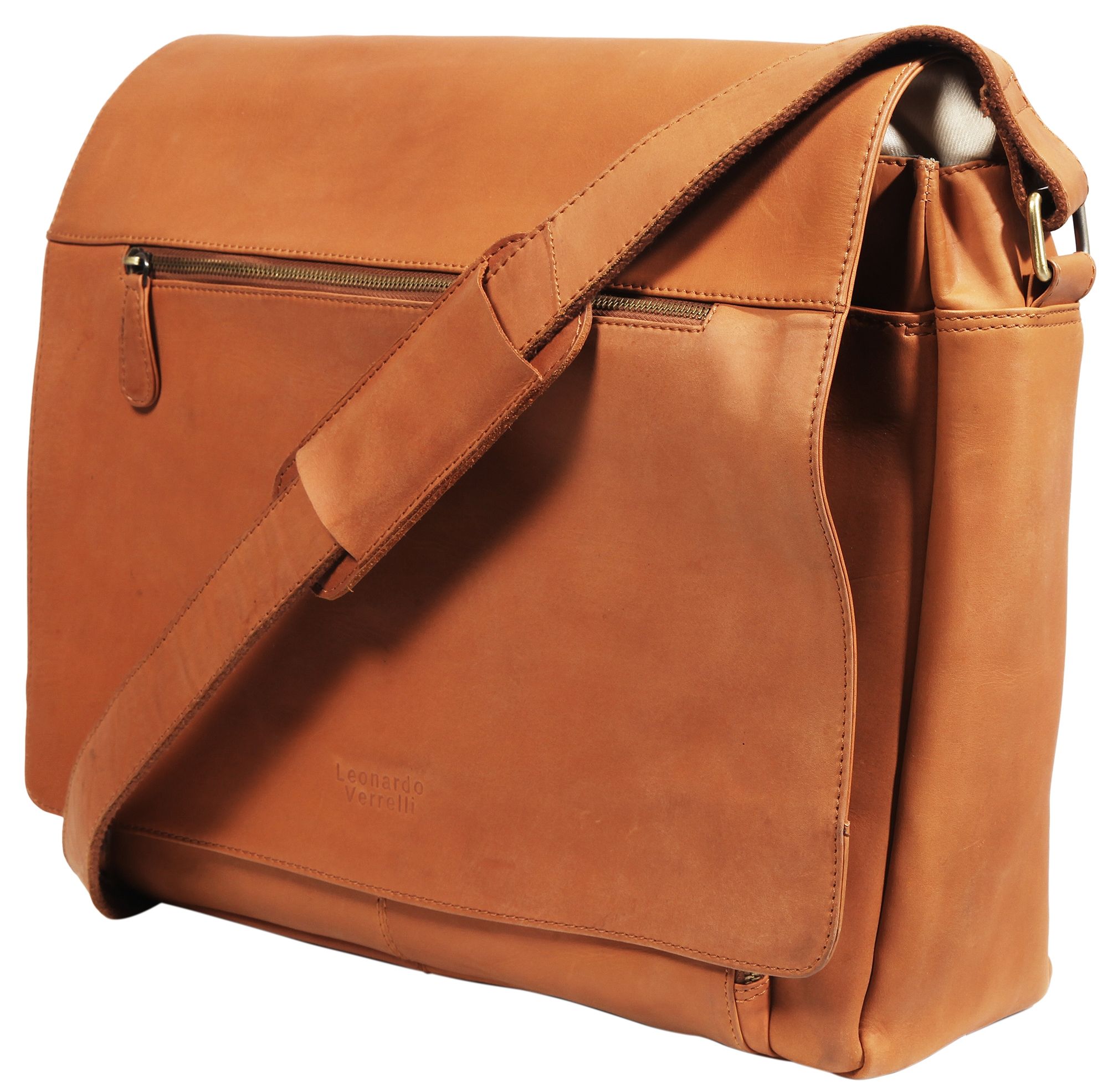 Leonardo Verrelli Echt Leder Tasche Laptoptasche Lehrertasche, Braun
