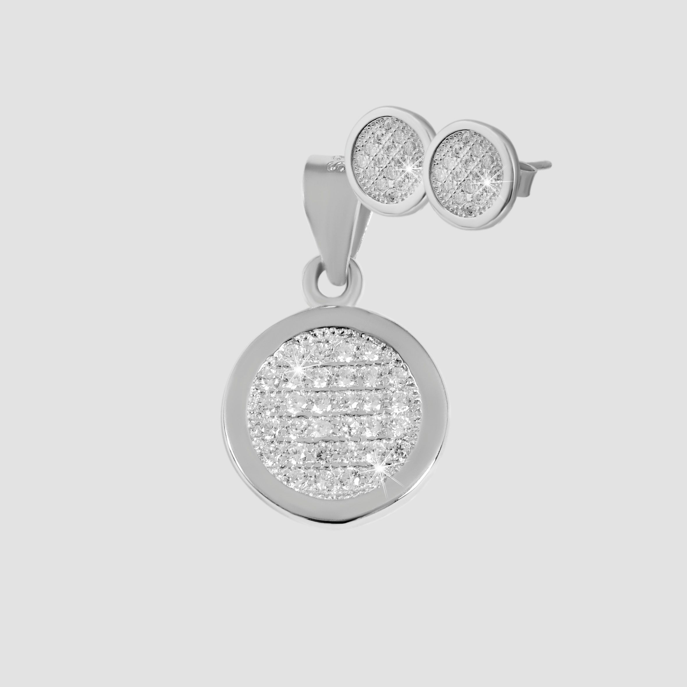 "Swea" 925/rhodiniert Echt Silber Schmuckset mit Ohrsteckern und Anhänger, Zirkoniabesatz
