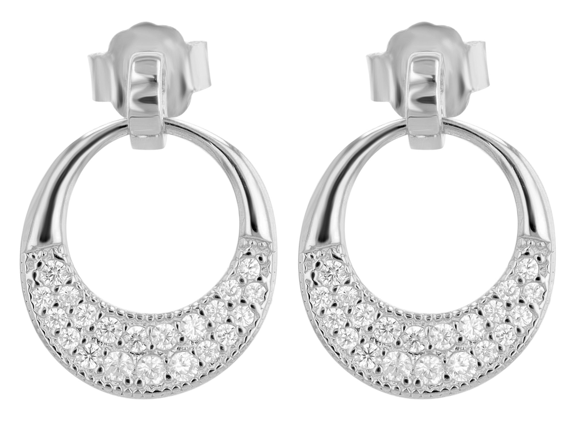 "Roxana" 925/- Echt Silber Ohrstecker mit Anhänger, silberfarben rhodiniert