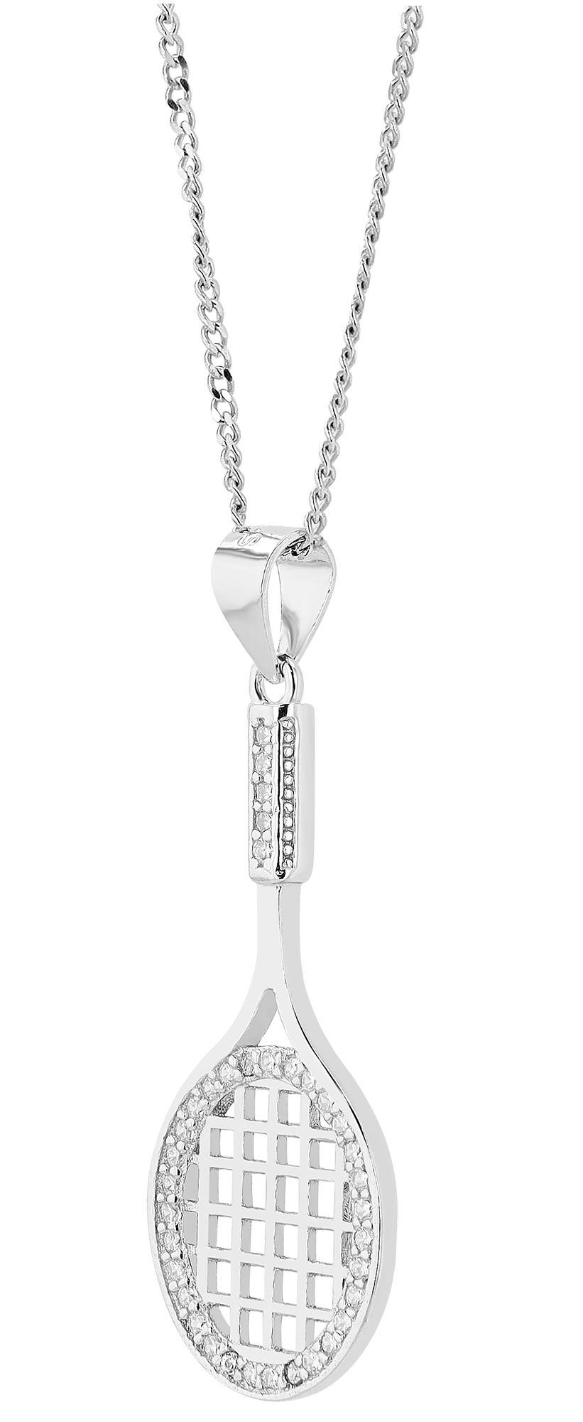"Tony", 925/- Echt Silber Anhänger Tennisschläger mit Zirkonia, silberfarben rhodiniert