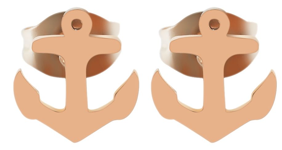 "Piret" Edelstahl Ohrstecker - Anker, roségoldfarben