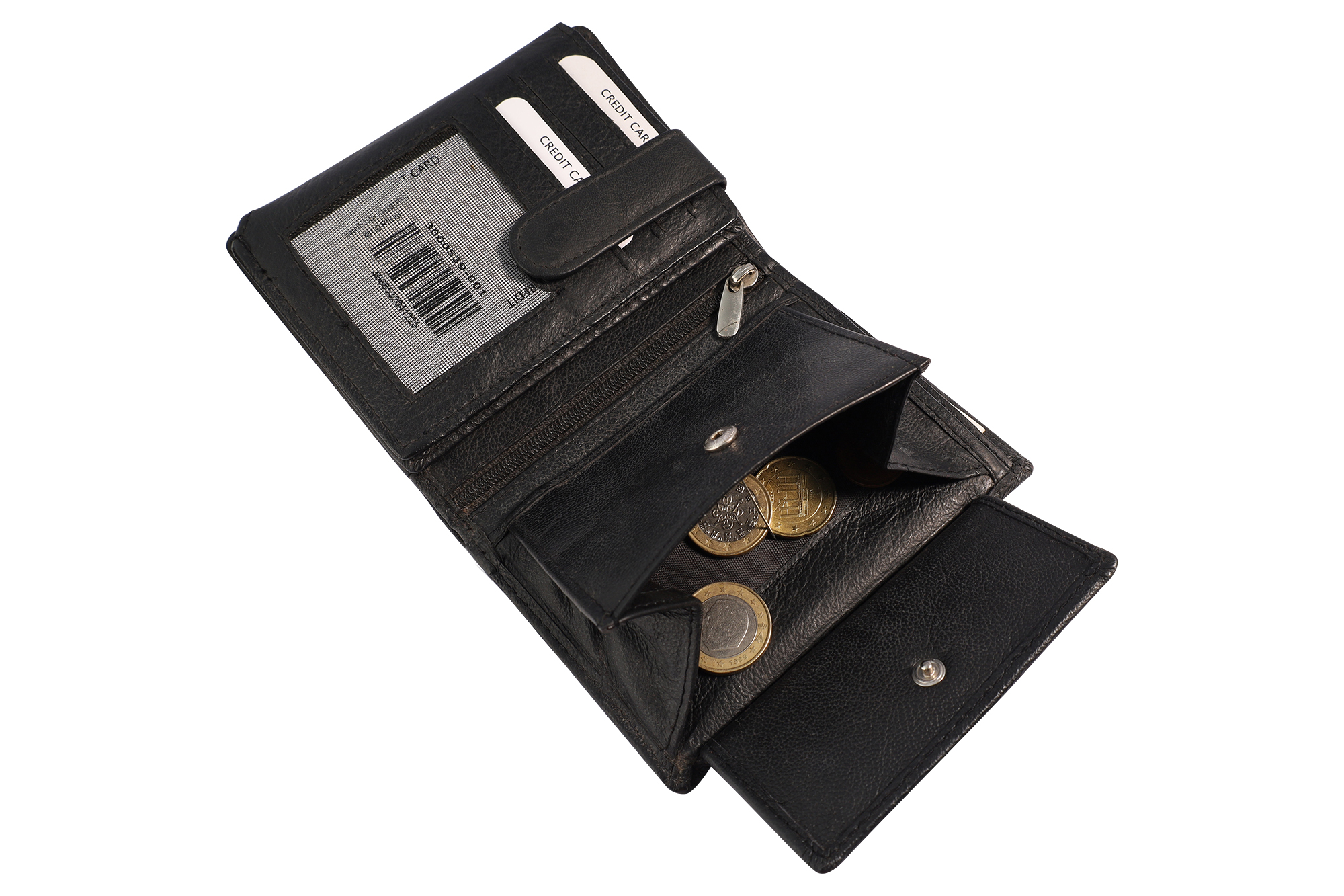 Akzent Echt Leder (Nappa) Geldbörse, Hochformat, RFID, schwarz