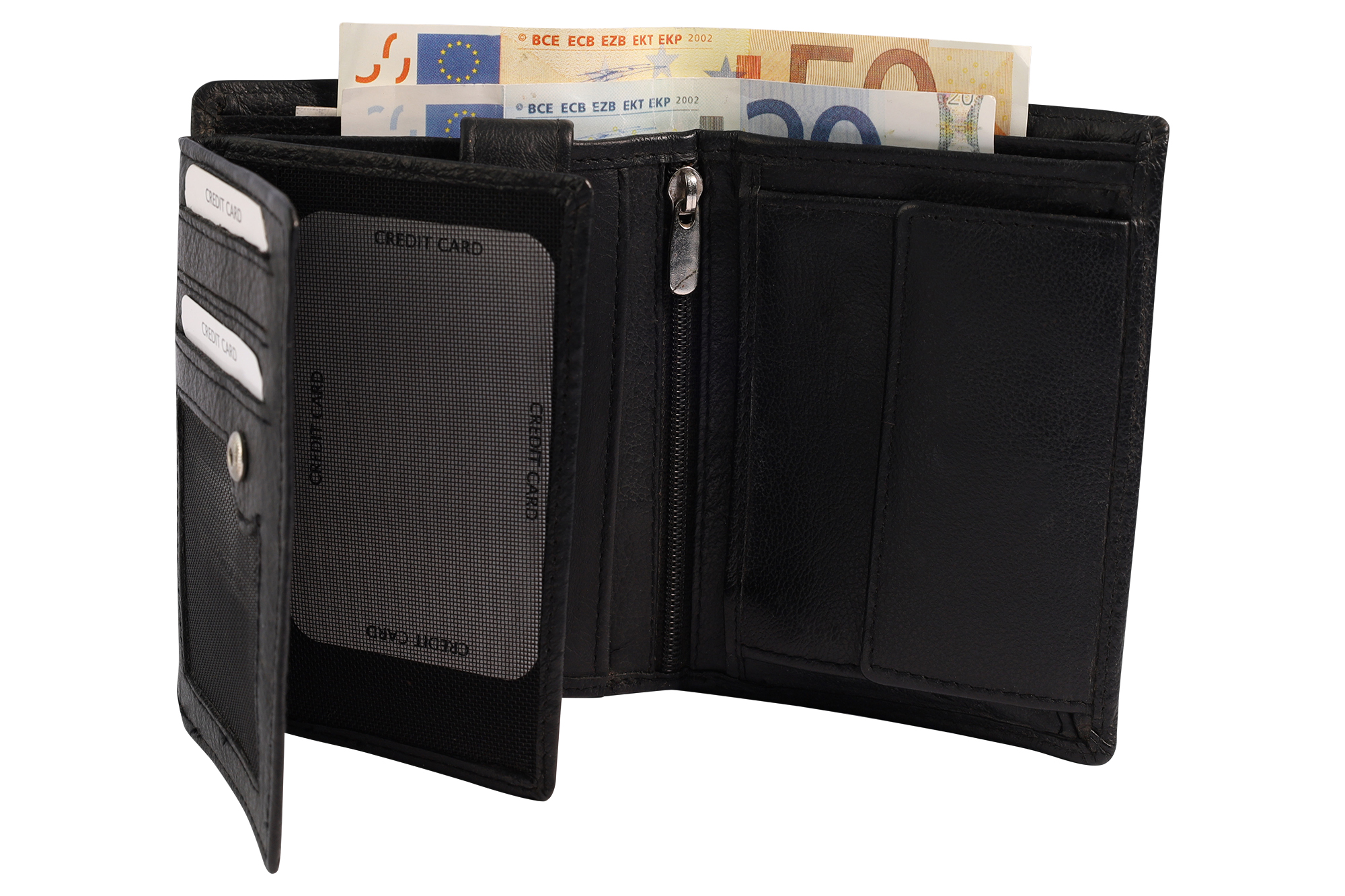 Akzent Echt Leder (Nappa) Geldbörse, Hochformat, RFID, schwarz