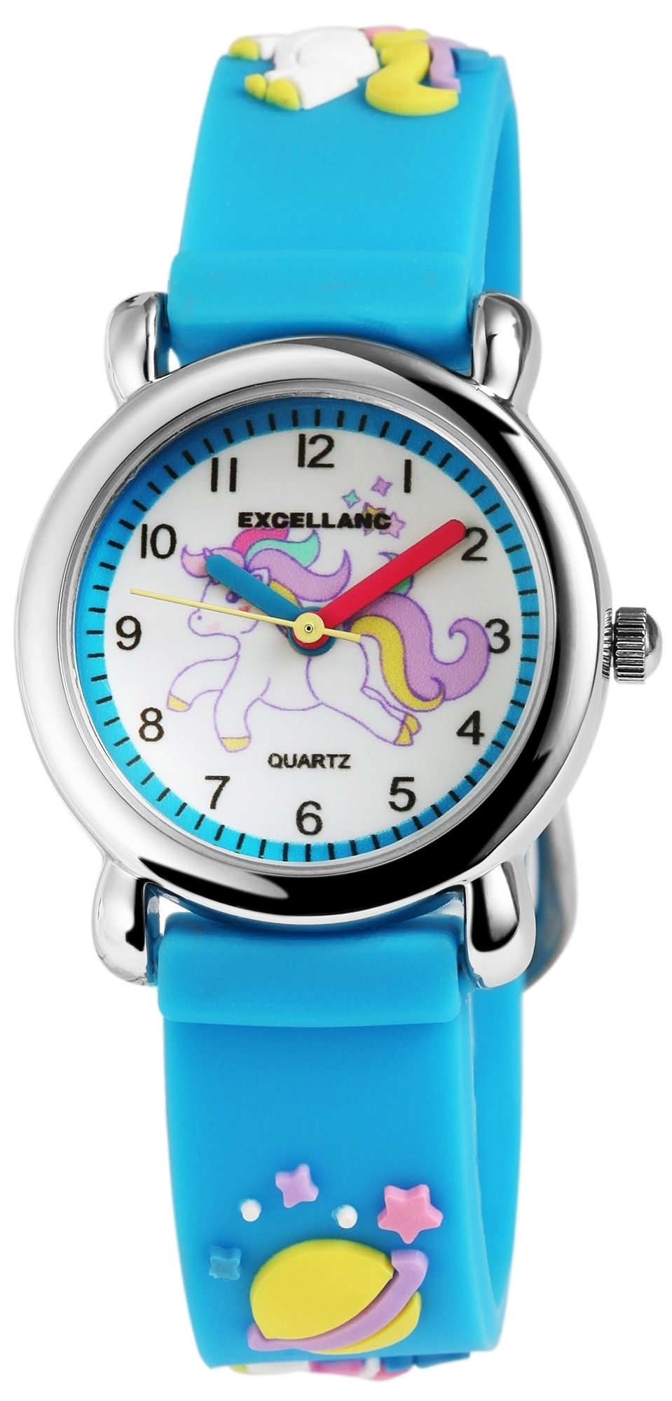 Excellanc Kinderarmbanduhr, Silikonarmband, silberfarben/blau