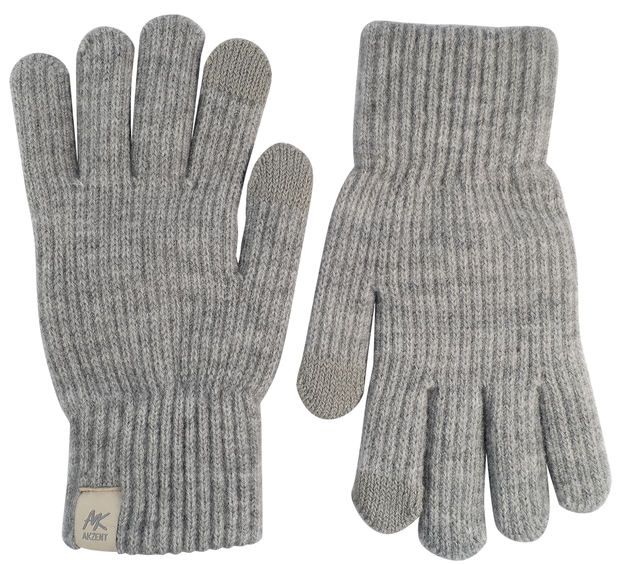 Damen-Handschuhe, Gr M, grau, Touch-Finger, 100% Polyester, VE-4