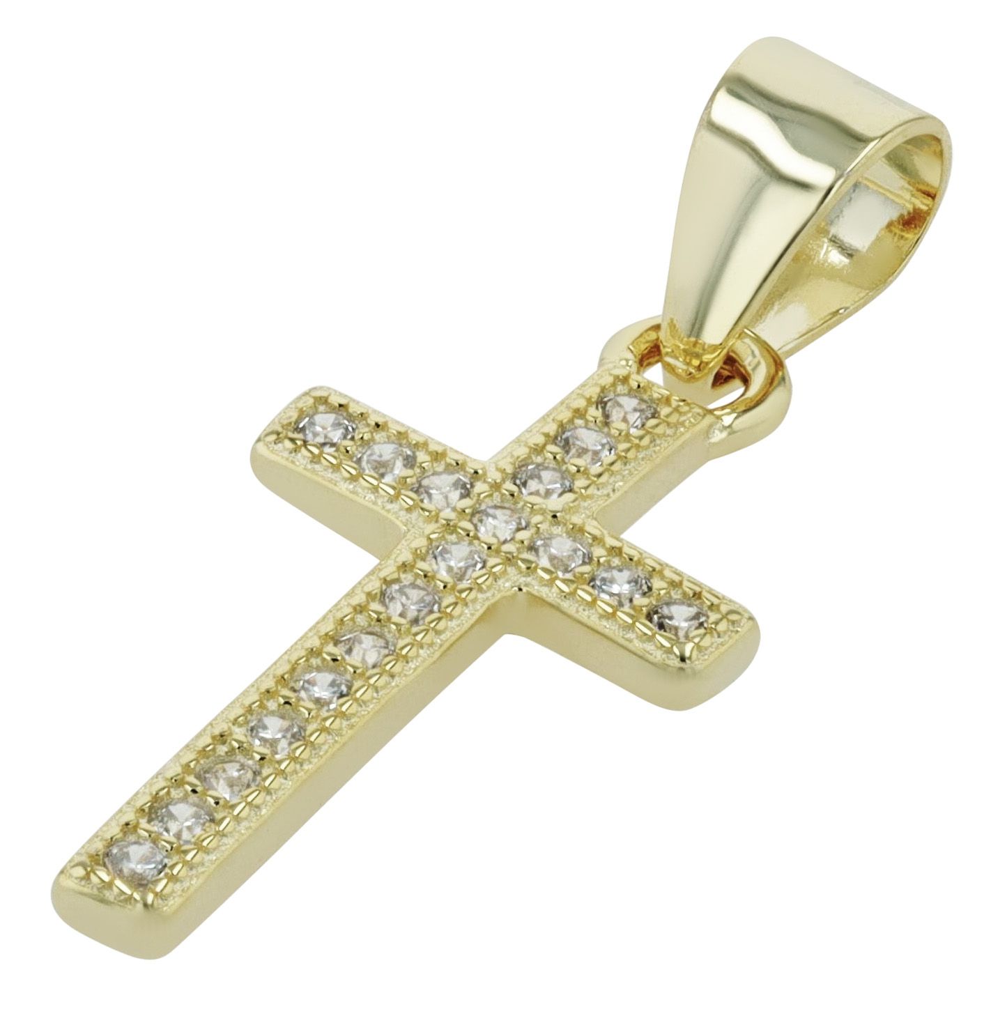 "Allie" 925/- Echt Silber Anhänger - Kreuz, Zirkonia, vergoldet