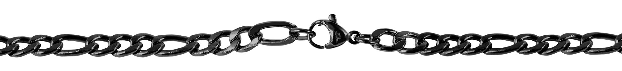 Akzent Kette mit Kreuzanhänger, Edelstahl, schwarz