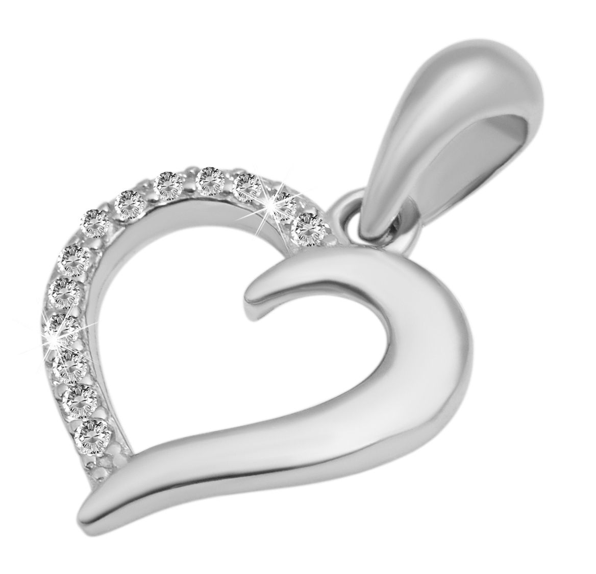 "Kasota" 925/- Echt Silber rhodiniert, Schmuckset mit Ohrringe und Anhänger, Herz, Zirkoniabesatz