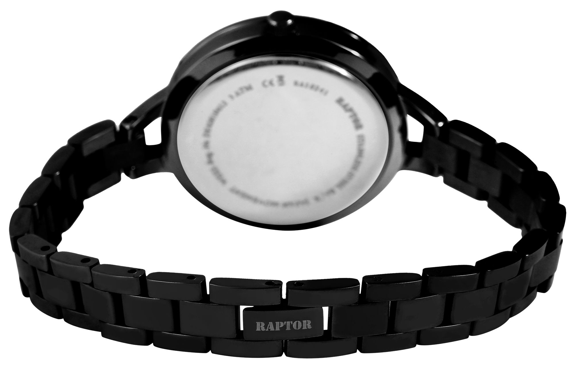 Raptor Damenuhr "Fiona" mit Edelstahlarmband, schwarz
