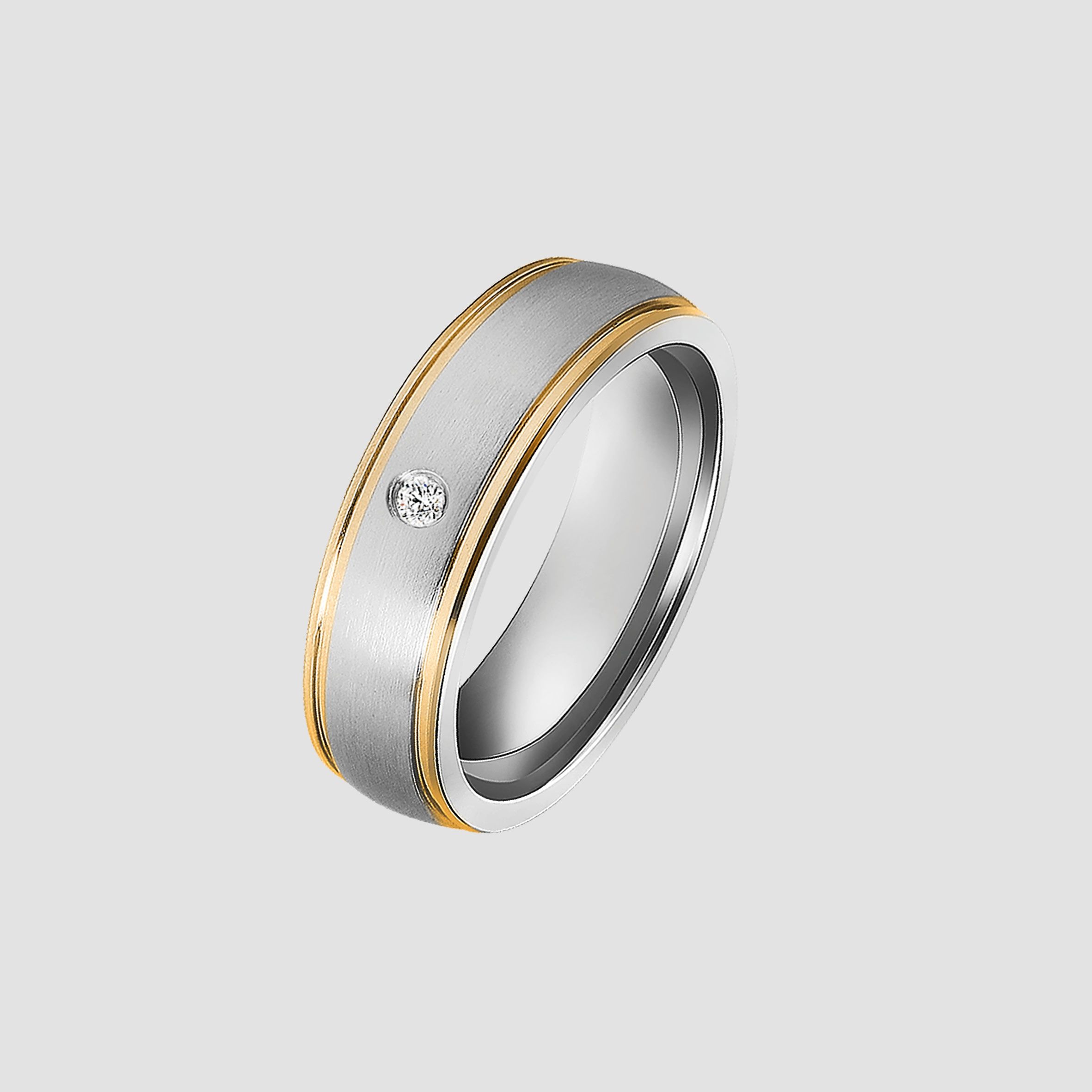 "Deep Breath" Damen-Partnerring, Akzent Edelstahl, Simili, bicolor (silberfarben/ goldfarben), Gr 60