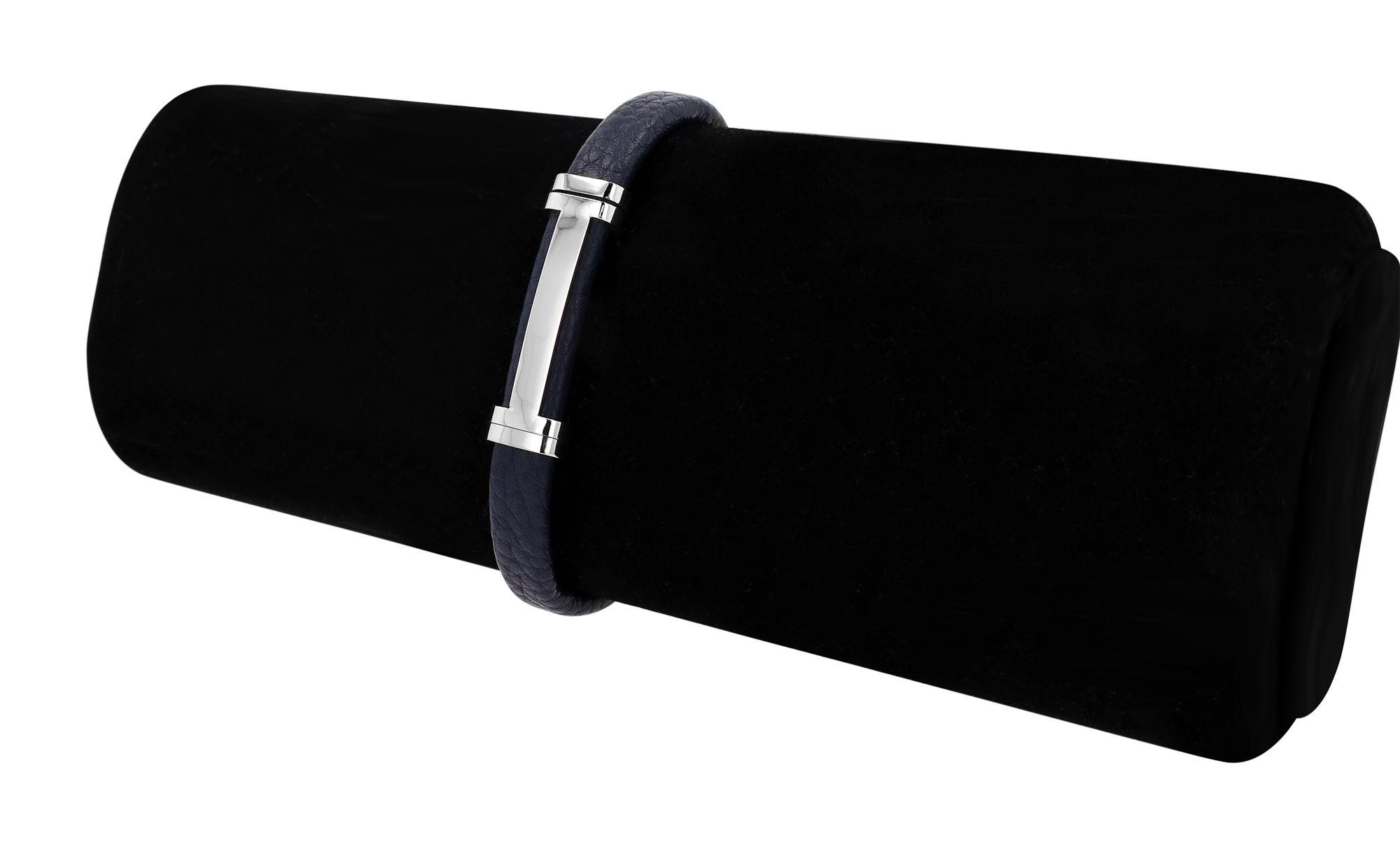 Akzent Armband aus Echtleder, Edelstahl-Gravurplatte, blau