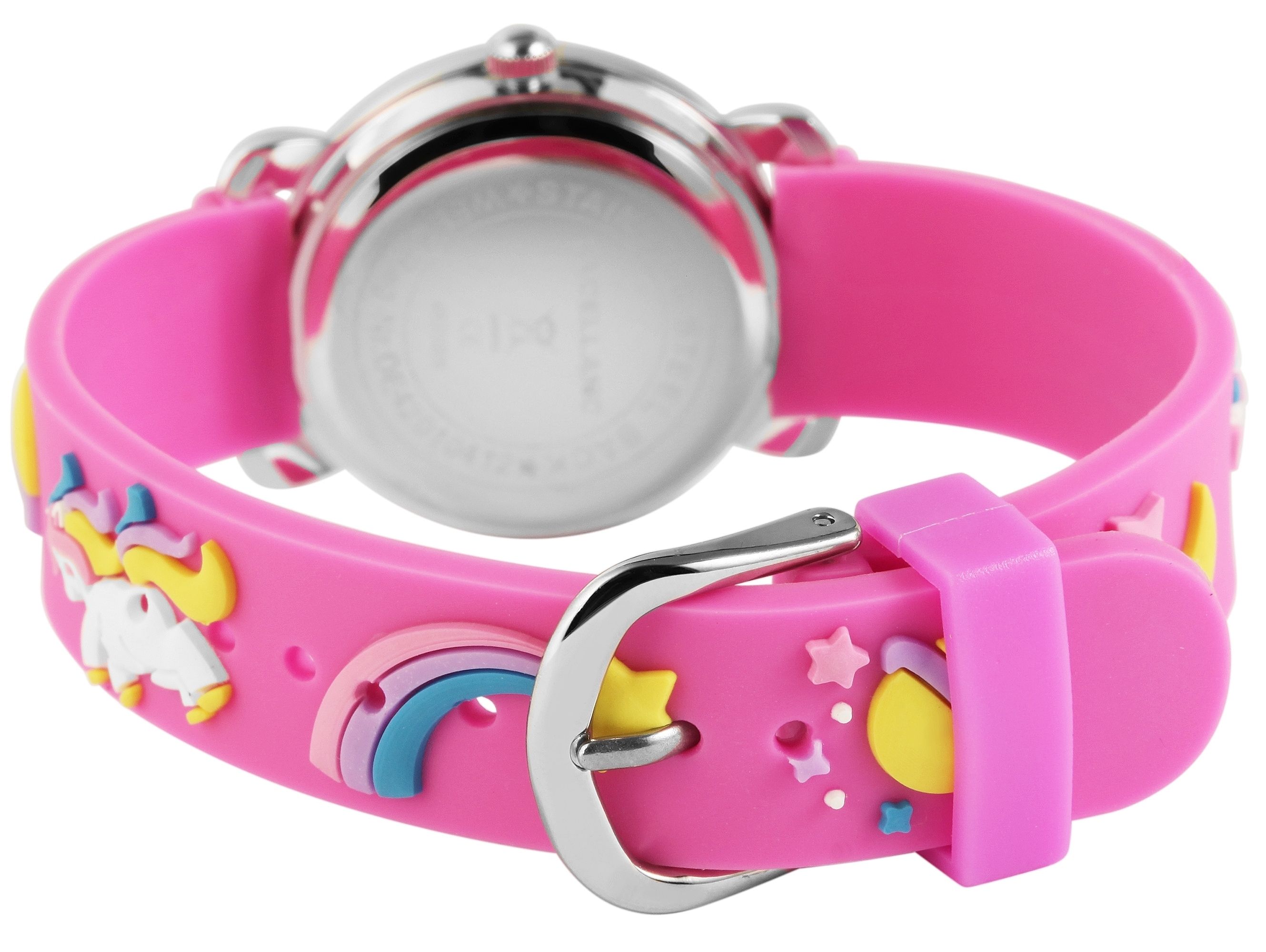 Excellanc Kinderarmbanduhr, Silikonarmband, silberfarben/pink