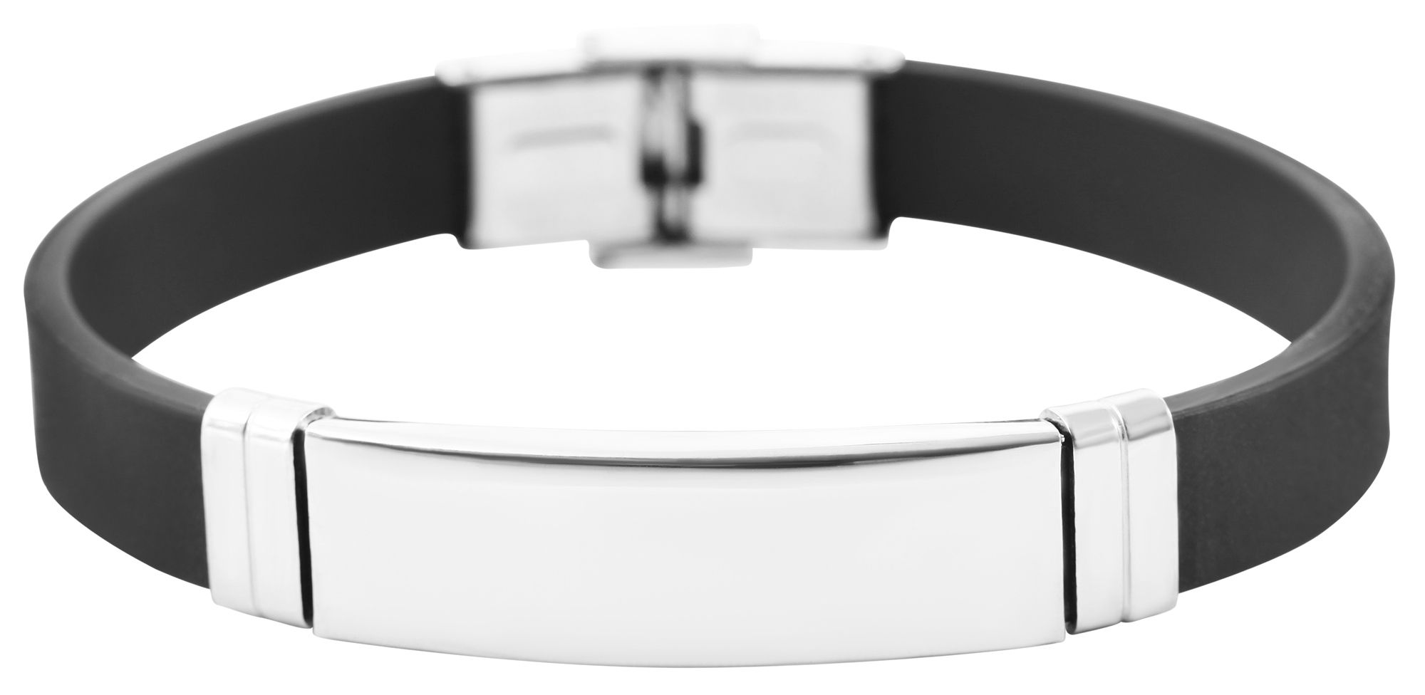 "Nadra",Akzent Armband aus Silikon und Edelstahl in Schwarz