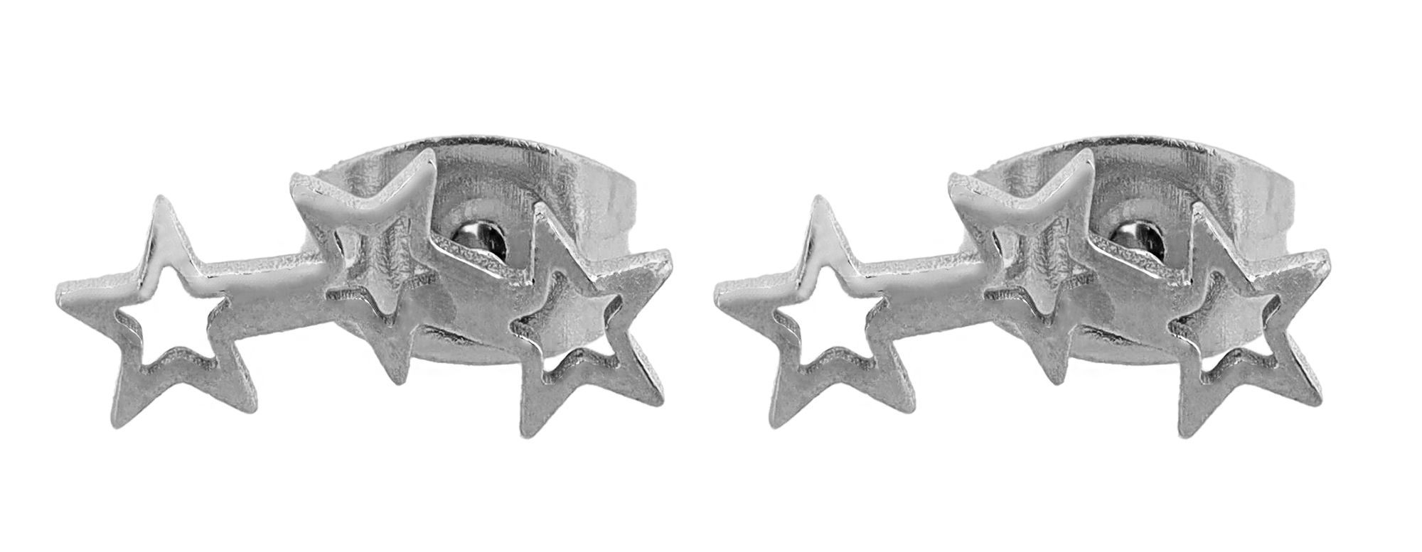 Akzent Ohrstecker "Xyris", Edelstahl, Sternenreihe, silberfarben
