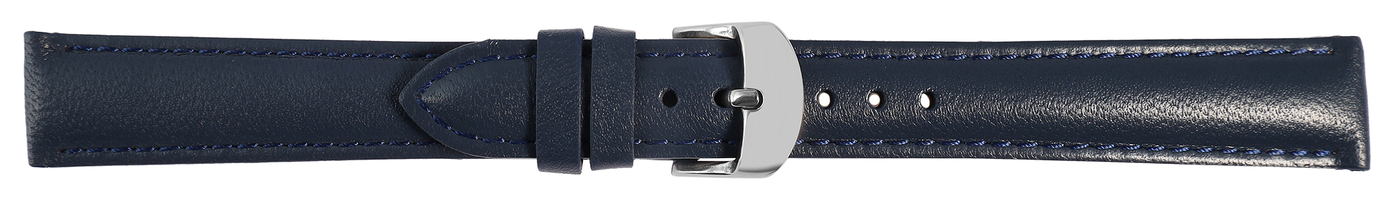 Gr 16 mm Uhrenarmband aus Echtleder in dunkelblau, genäht
