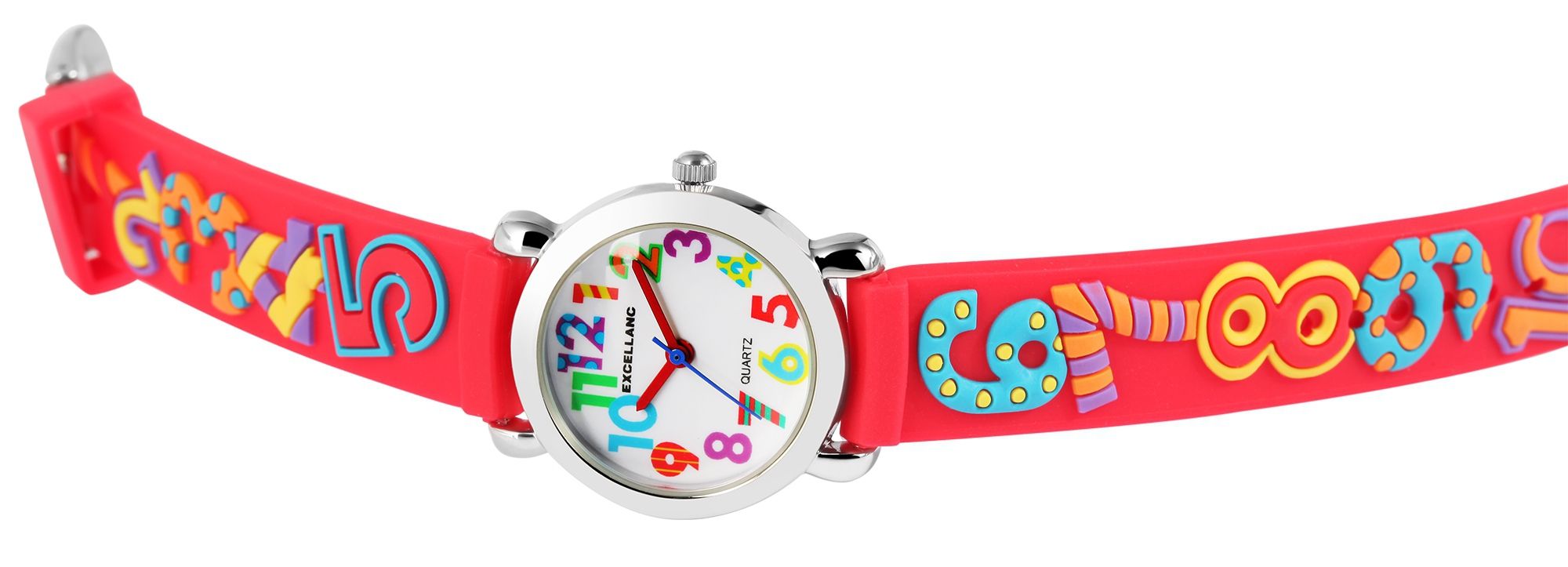 Excellanc Kinderarmbanduhr, Silikonarmband, silberfarben/rot