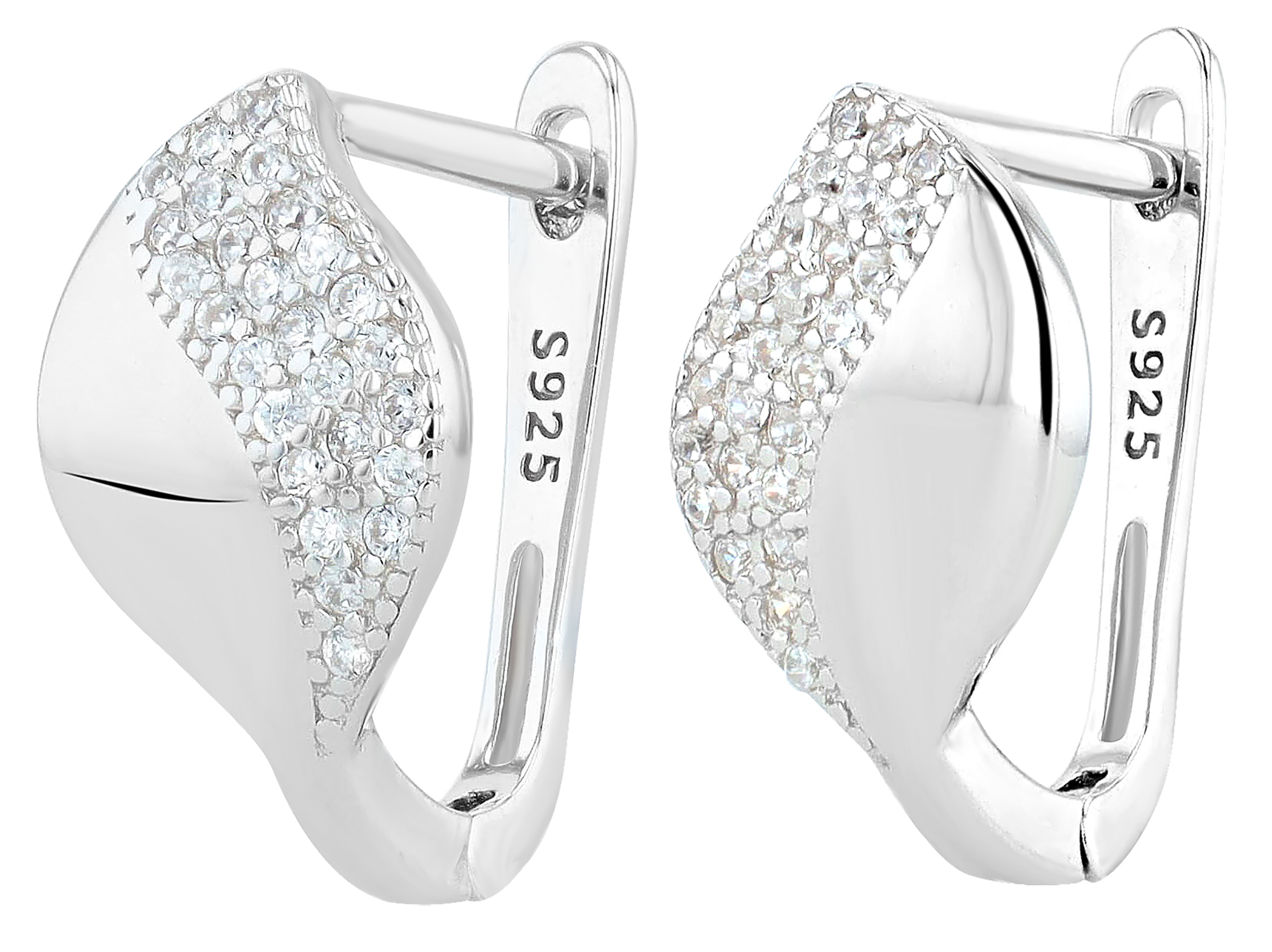 "Azima" 925/- Echt Silber Creole mit Zirkoniabesatz, silberfarben rhodiniert