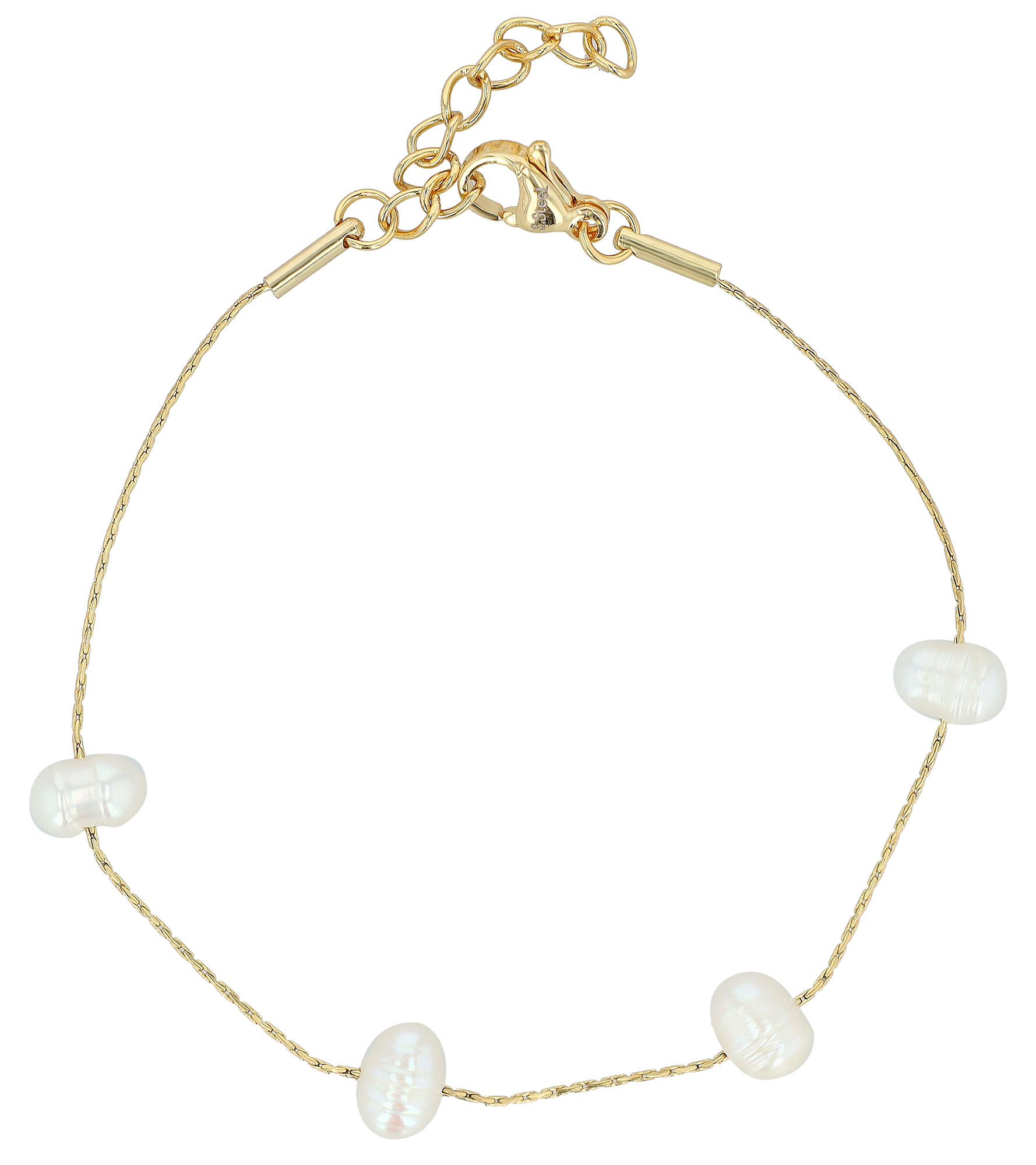 "Nefeli" Edelstahl Armband 17+3 cm, mit echten Süßwasserperlen