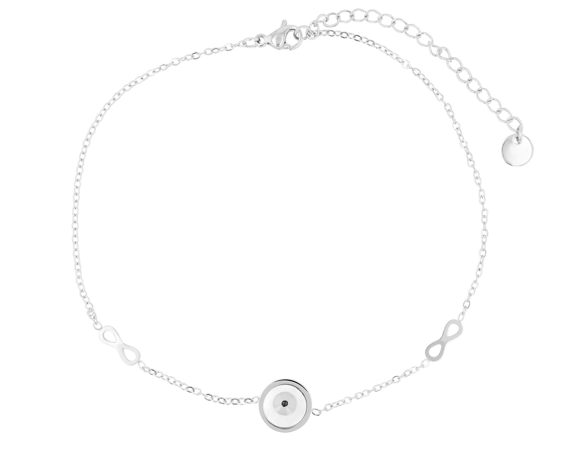 Akzent Fußkettchen "Wenna", Infinity und Nazar-Auge, Edelstahl, silberfarben
