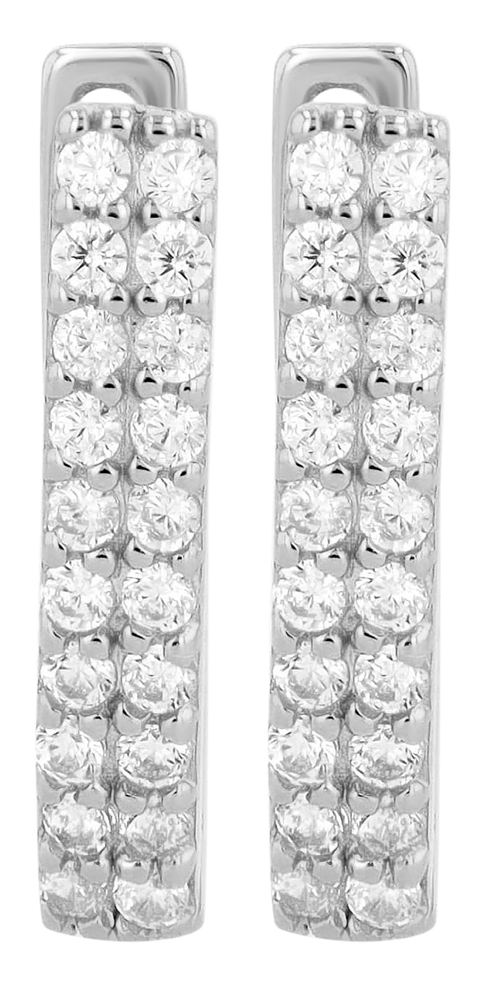 "Aliki" 925/- Echt Silber Creole mit Zirkoiabesatz V-Form, rhodiniert
