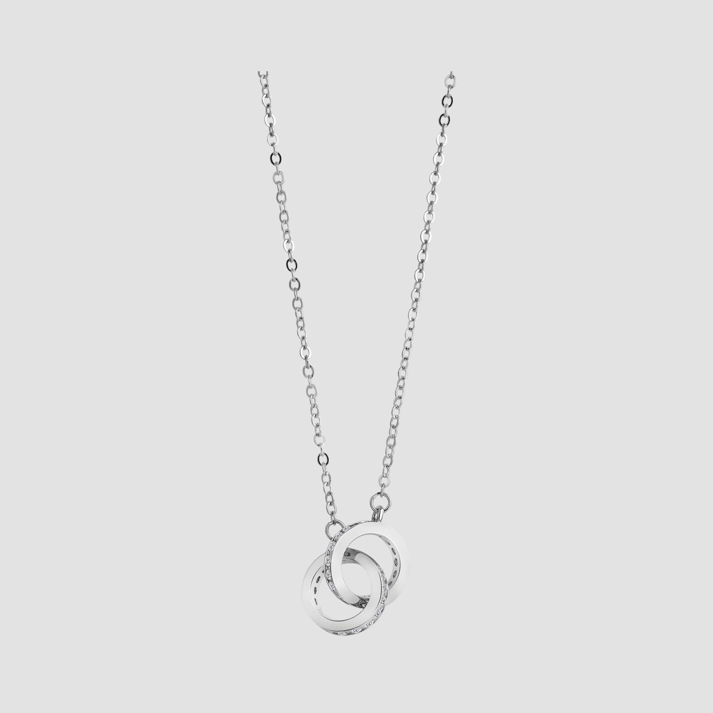 "Rina" 925/- Echt Silber Kette mit Anhänger, Zirkonia, rhodiniert, 42+3cm