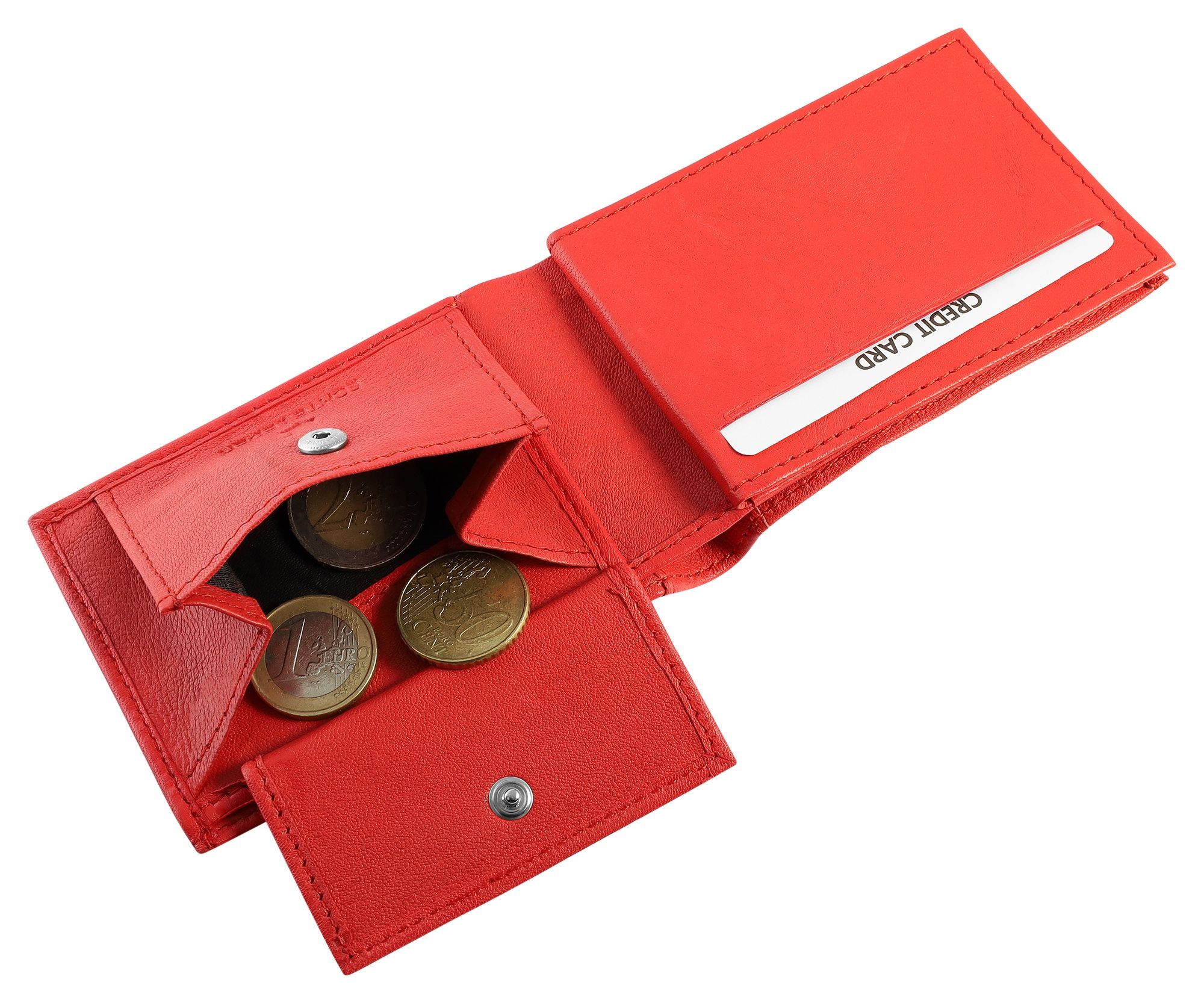 Excellanc Mini-Geldbörse aus Echtleder in rot