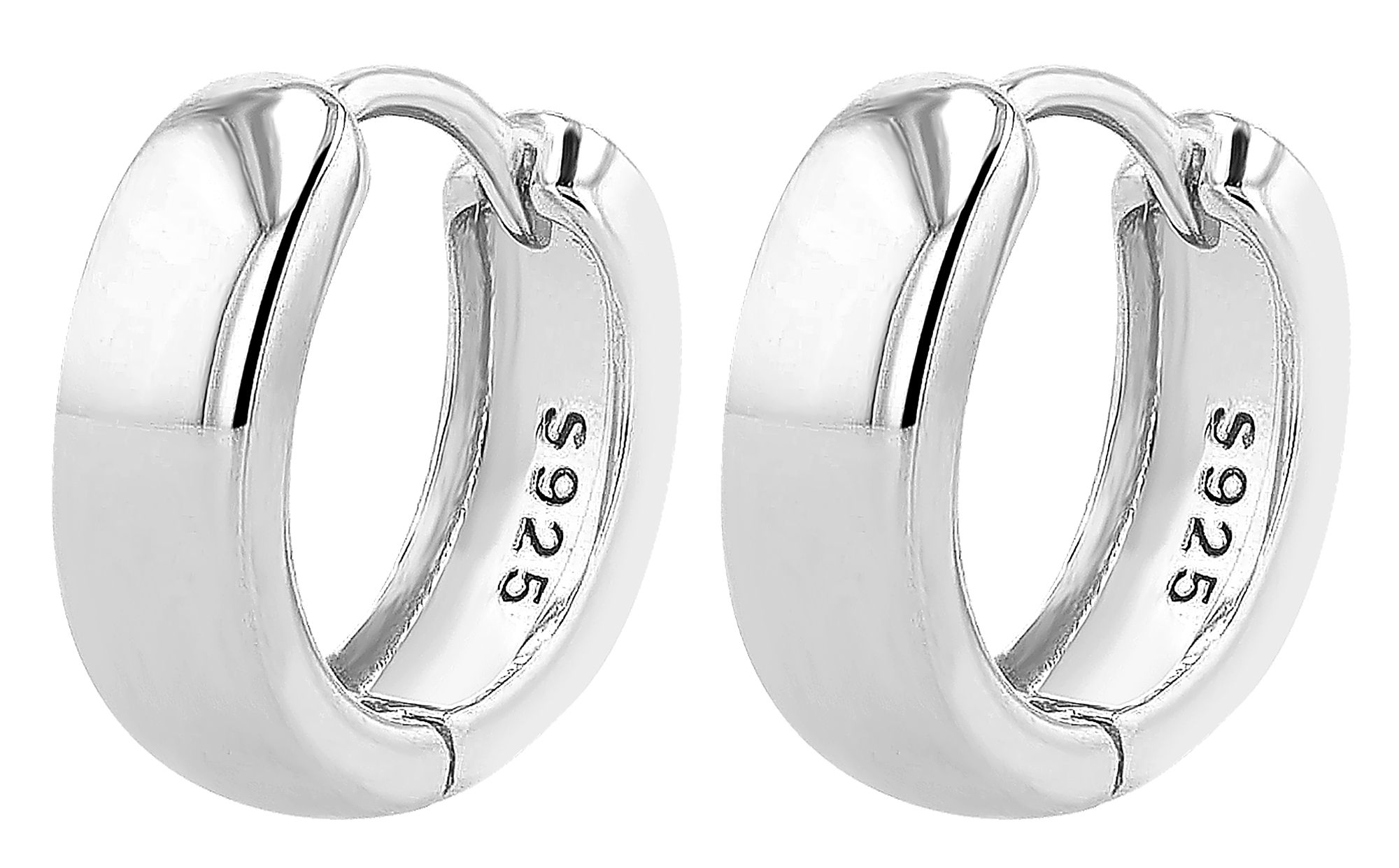 "Maithe" 925/- Echt Silber Creolen/ Huggie, Ø 9mm, rhodiniert