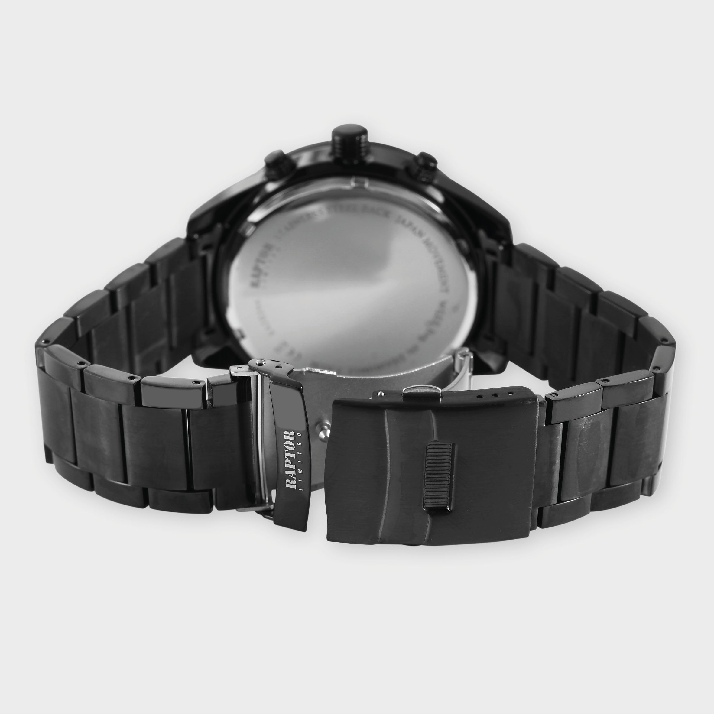 Raptor Limited Herrenuhr "Maher" mit Edelstahlarmband und Multifunktionsanzeige, schwarz/kupferfarben