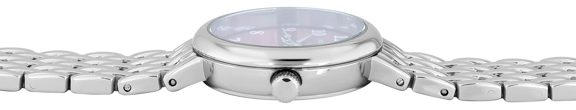 JUST WATCH Damenuhr "Akari" mit Edelstahlband, geflochten, Ø 28 mm, 5 ATM, silberfarben/rot