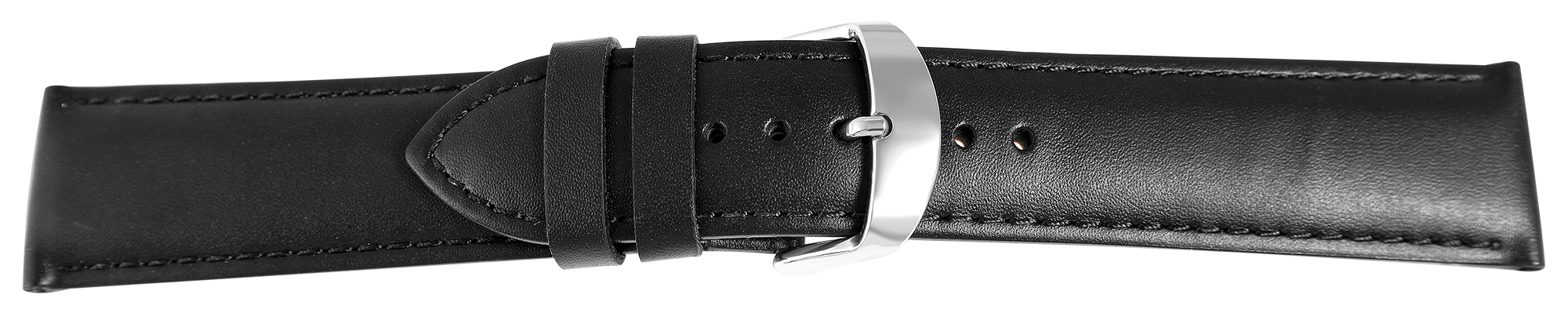 Uhrenarmband aus Echt Leder ín schwarz, 22 mm