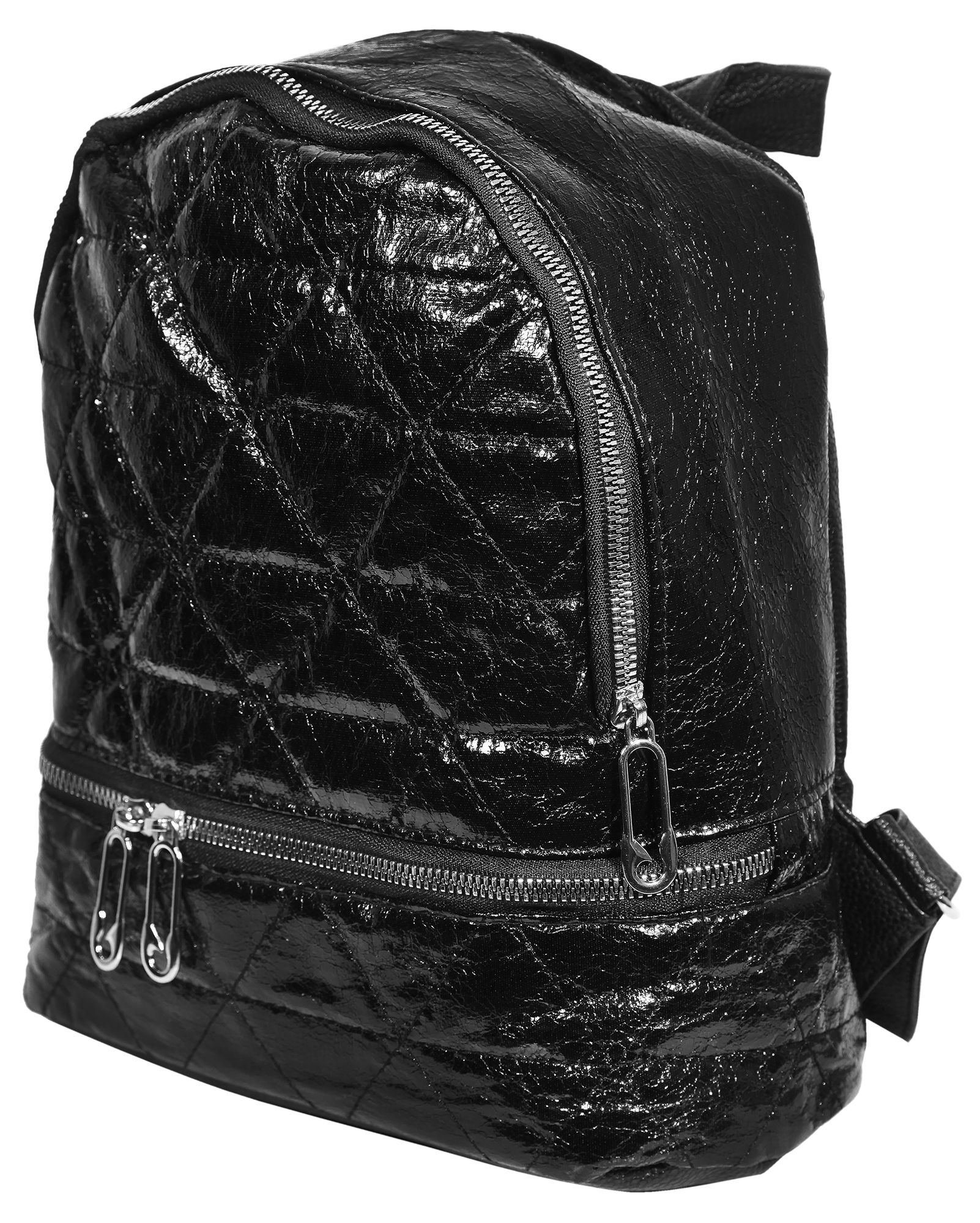 Damen-Rucksack aus Lederimitat, schwarz, Länge: 26 cm / Breite: 23,5 cm / Stärke: 11,5 cm