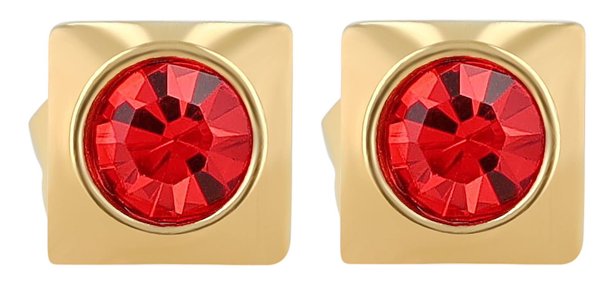 "Juli", Edelstahl Ohrstecker, Similibesatz, goldfarben