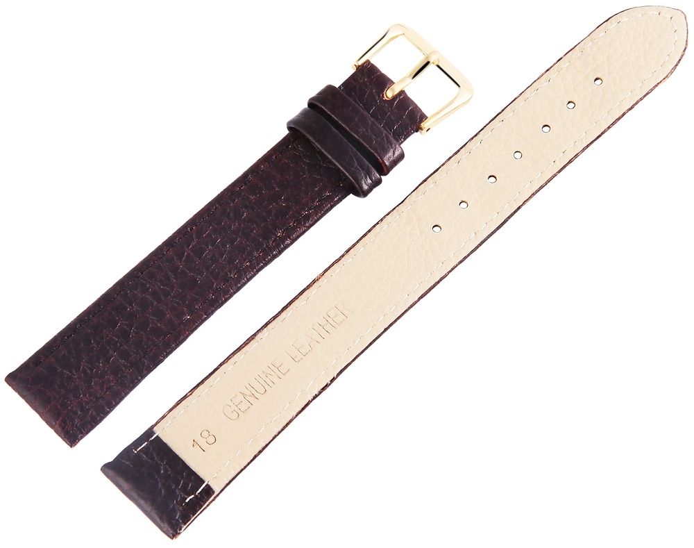 Echtleder-Uhrenarmband, dunkelbraun, Krokooptik, 18 mm, VE 6