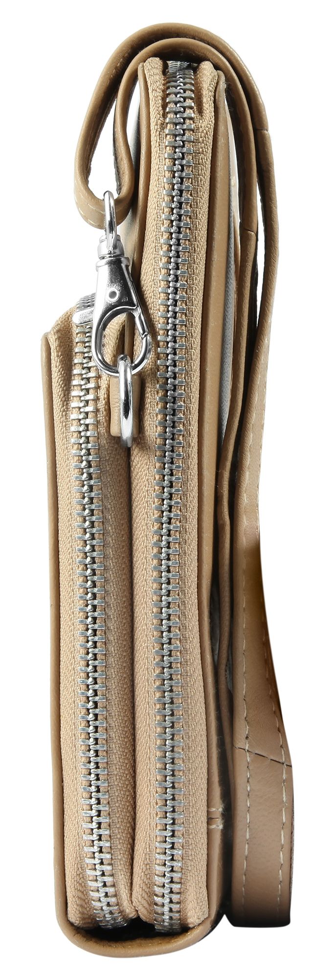Handyumhängetasche Echtleder mit Minigeldbörse, geeignet für iPhone 15, beige