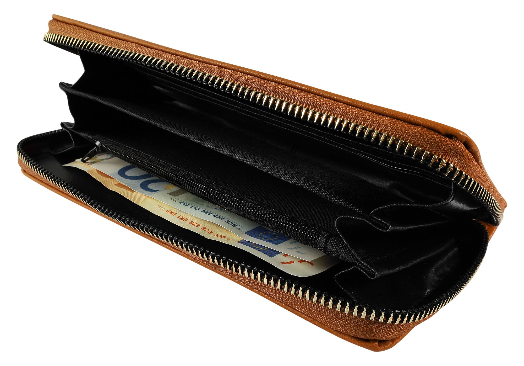 Damengeldbörse aus Lederimitat, schlichtes Design, braun