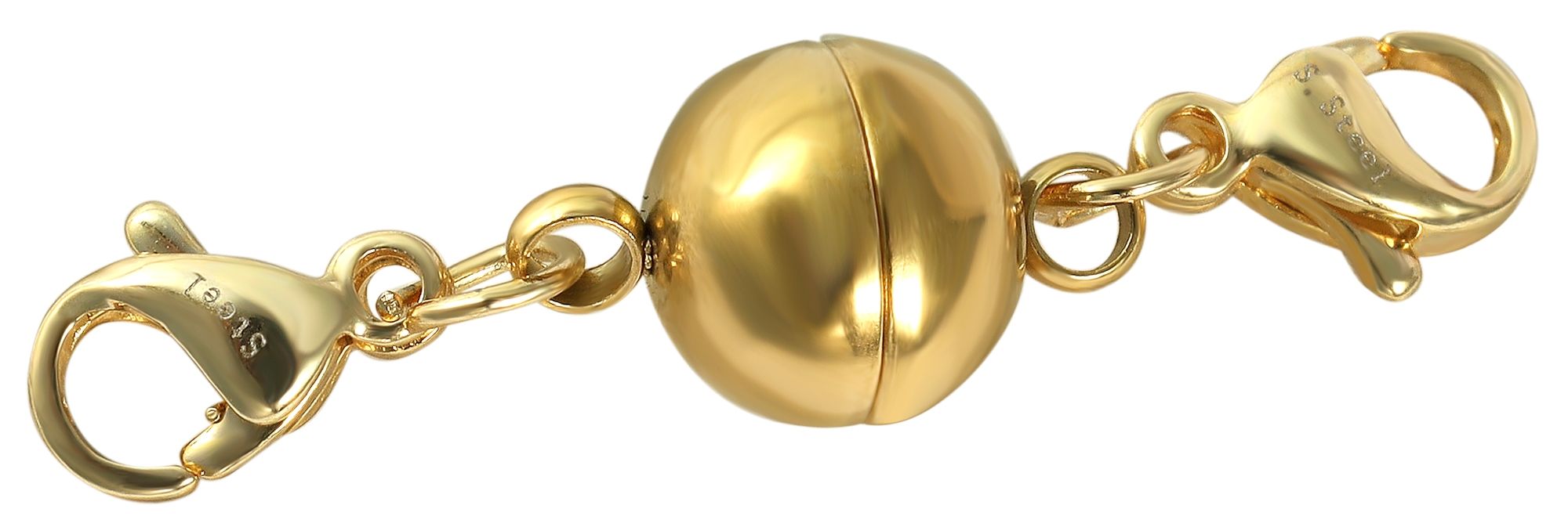 Magnetschließe rund mit 2  Karabinern, Edelstahl, IPG,  Kugel Durchmesser  8 mm