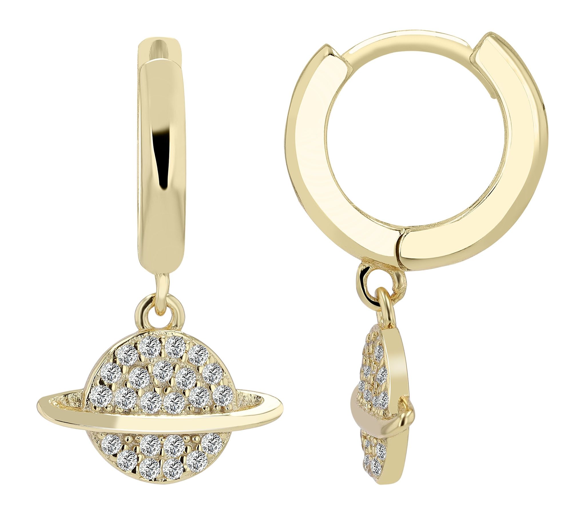 Echt Silber Creolen mit Anhänger "Tiara" mit Zirkonia, vergoldet