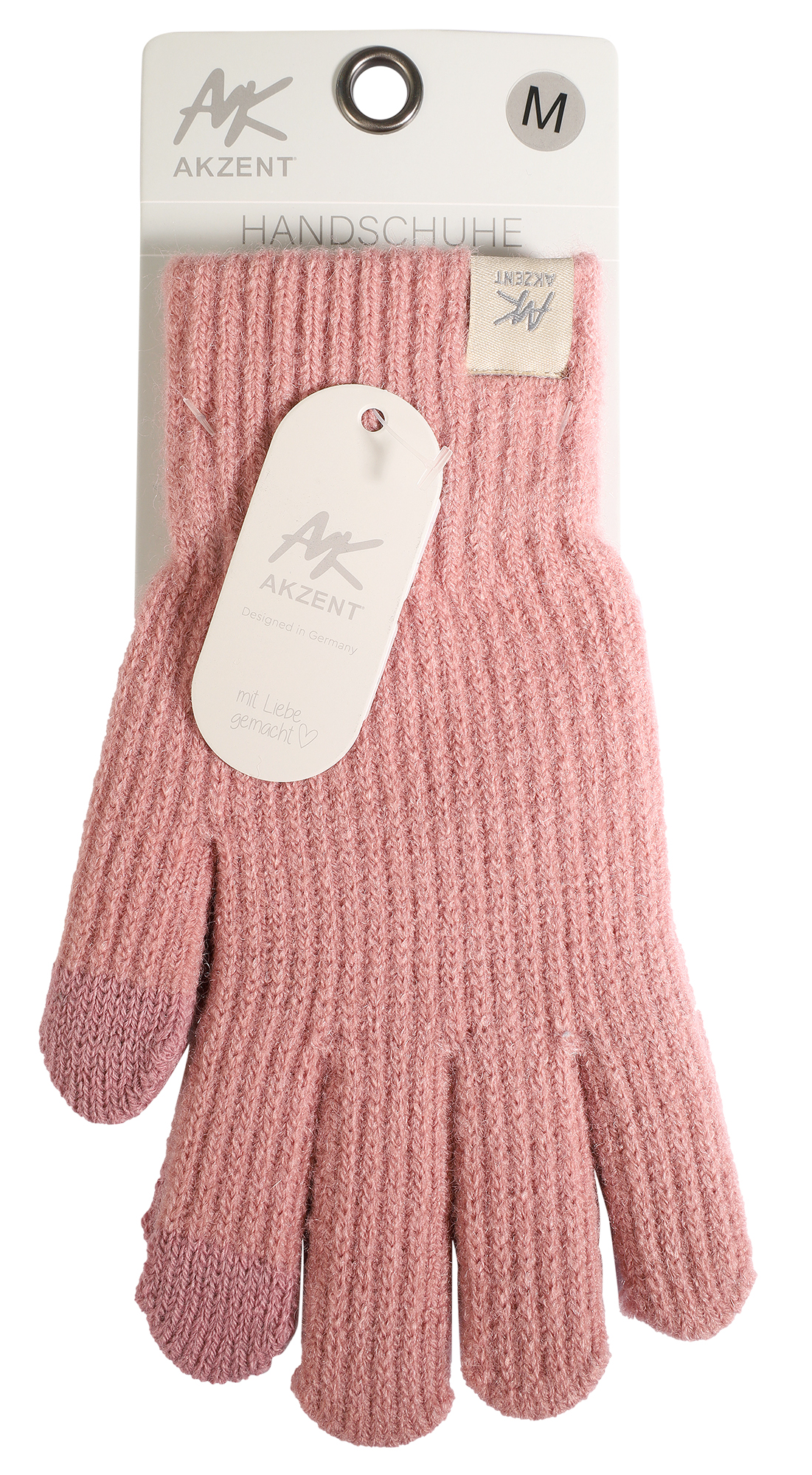 Damen-Handschuhe, Gr M, altrosa, Touch-Finger, 100% Polyester, VE-4